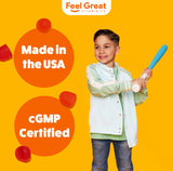 The Feel Great Vitamin Company D3 gommes — dose quotidienne recommandée sur l'emballage.