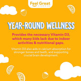 The Feel Great Vitamin Company D3 gommes — emballage pratique pour la famille.