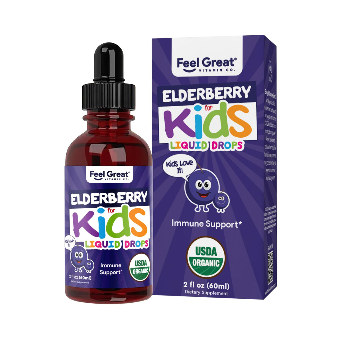 The Feel Great Vitamin Company gouttes Sureau pour enfants, flacon pratique.