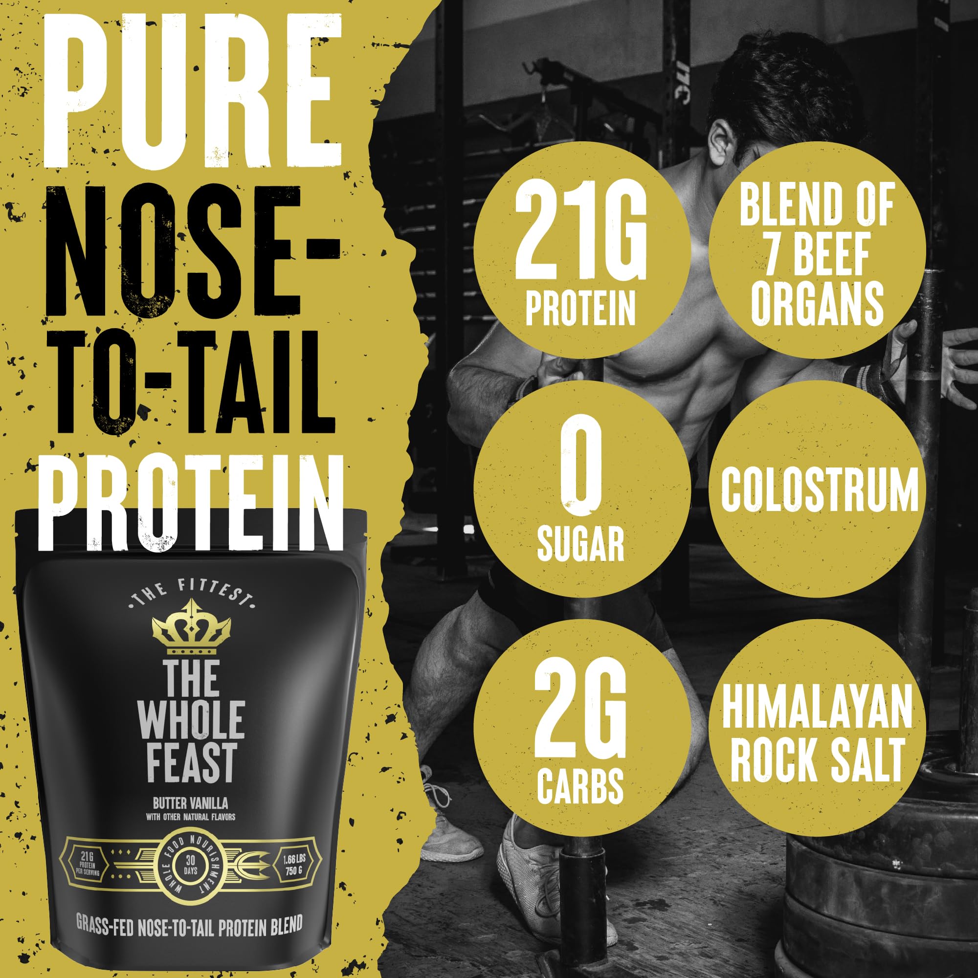 La poudre The Fittest Ever Whole Feast, texture riche pour shakes quotidiens.