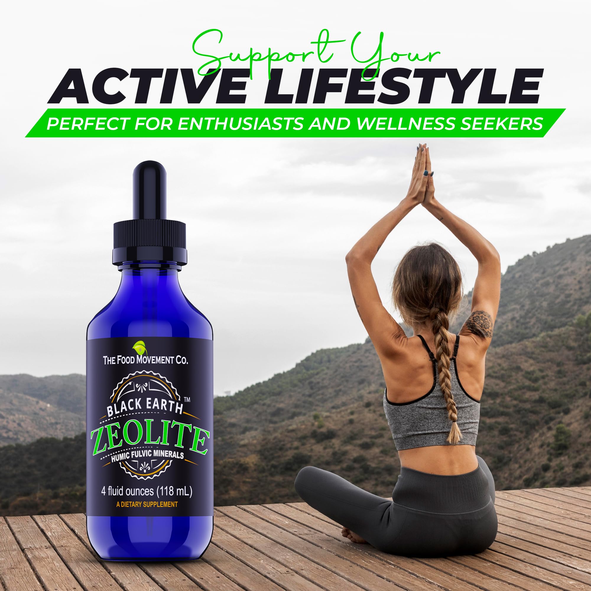 Zeolite Terre Noire de THE FOOD MOVEMENT CO – dosage simple pour adultes et enfants