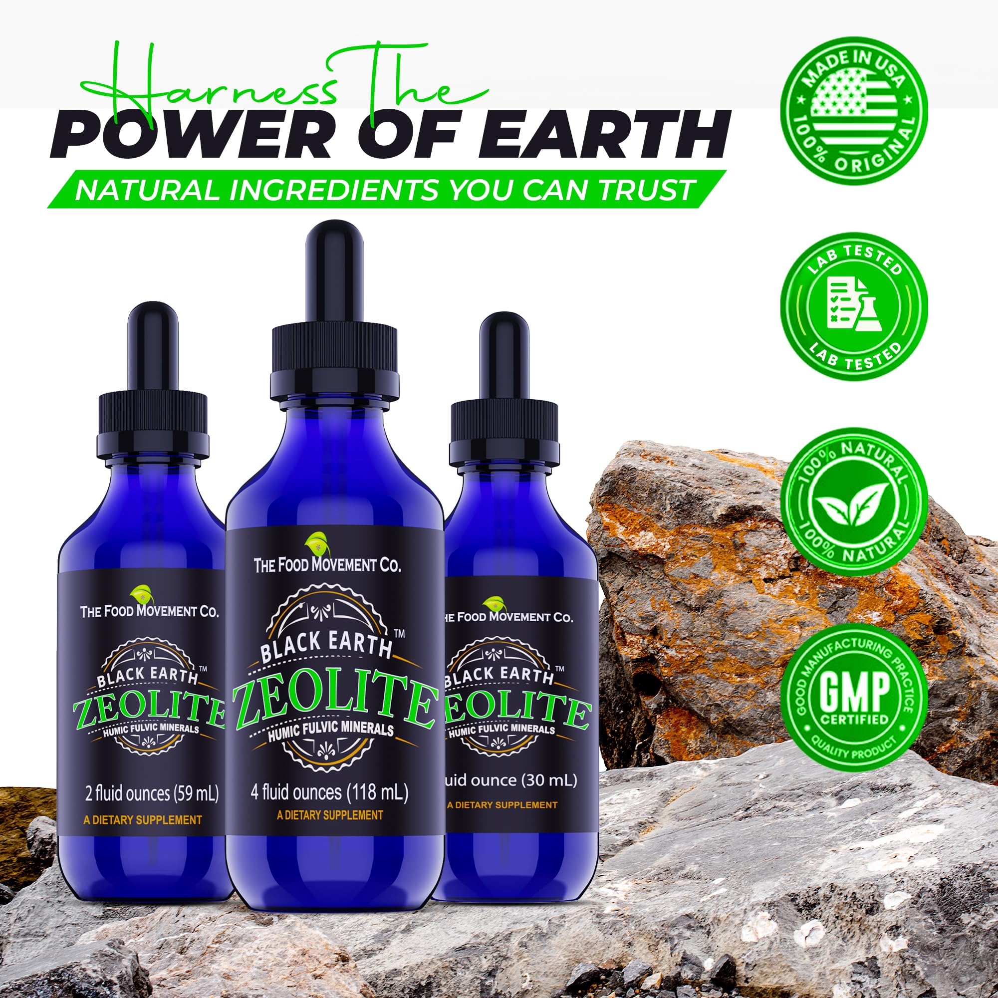 Zeolite Terre Noire de THE FOOD MOVEMENT CO – convient adultes et enfants