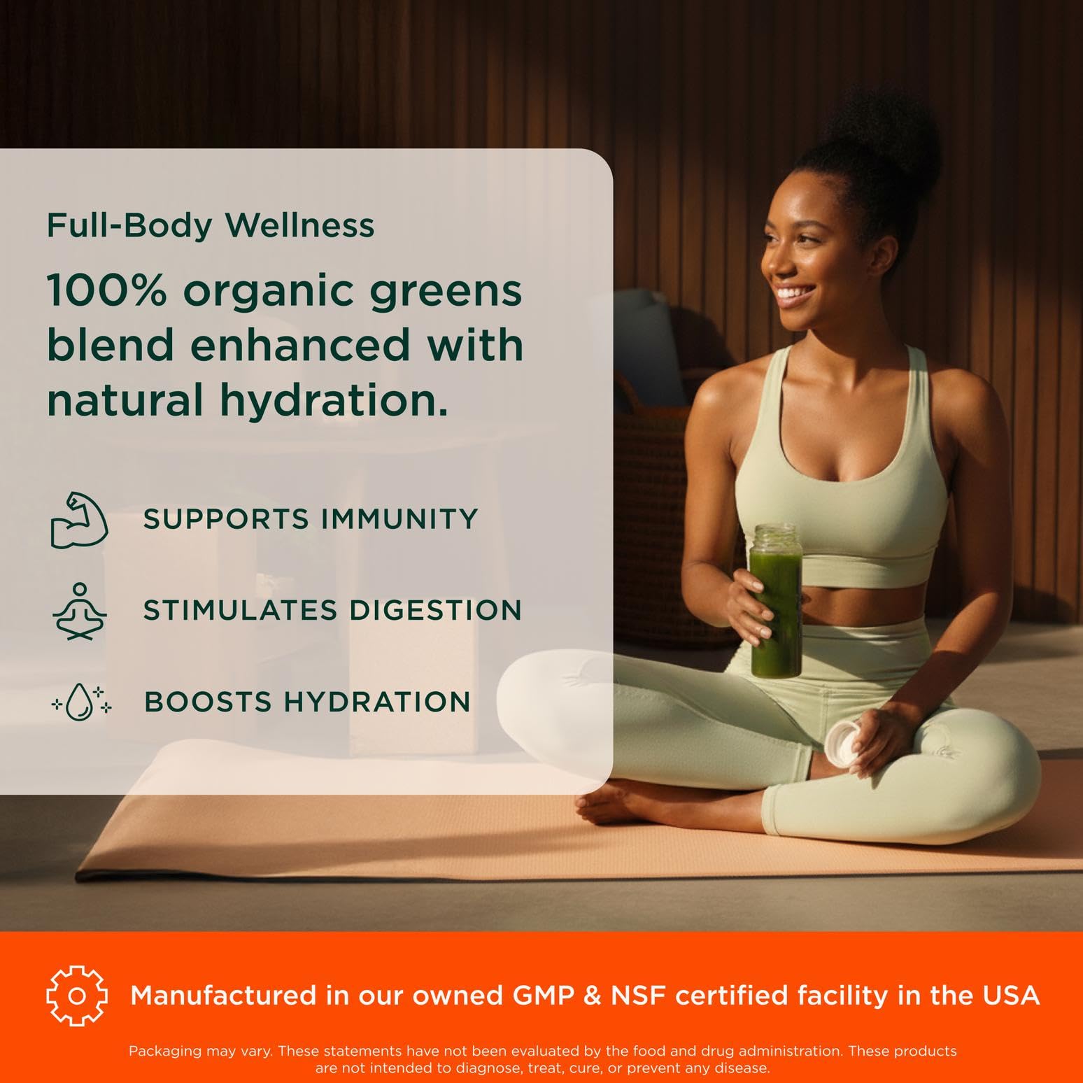 The Genius Brand Daily Superfood Greens doseur avec poudre d'ananas, usage pratique