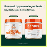 The Genius Brand Genius Turkey Tail - boîte et capsules faciles à avaler, usage pratique.
