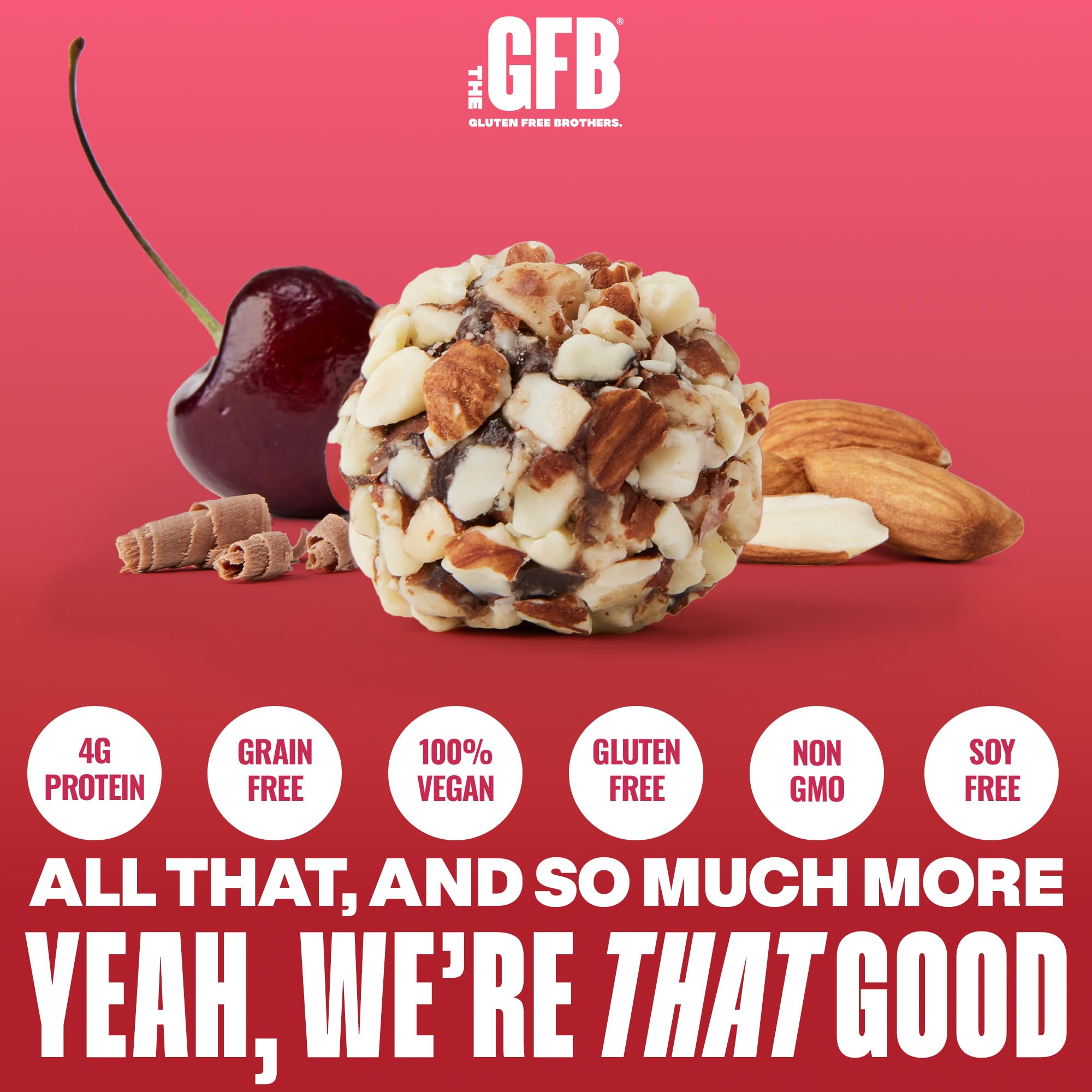 The GFB Bouchées Protéinées Chocolat Cerise Amande – croquant d'amandes grillées en bouche