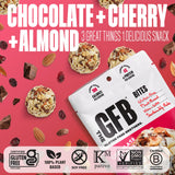 The GFB Ingrédients principaux: cerises Montmorency, chocolat noir et protéines végétales