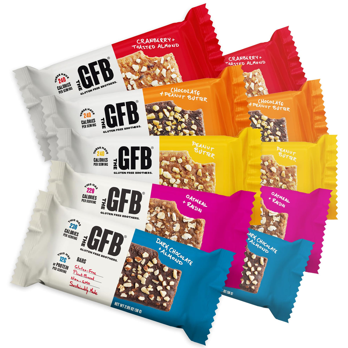 The GFB barres protéine Cranberry amande toastée, énergie pratique en déplacement.