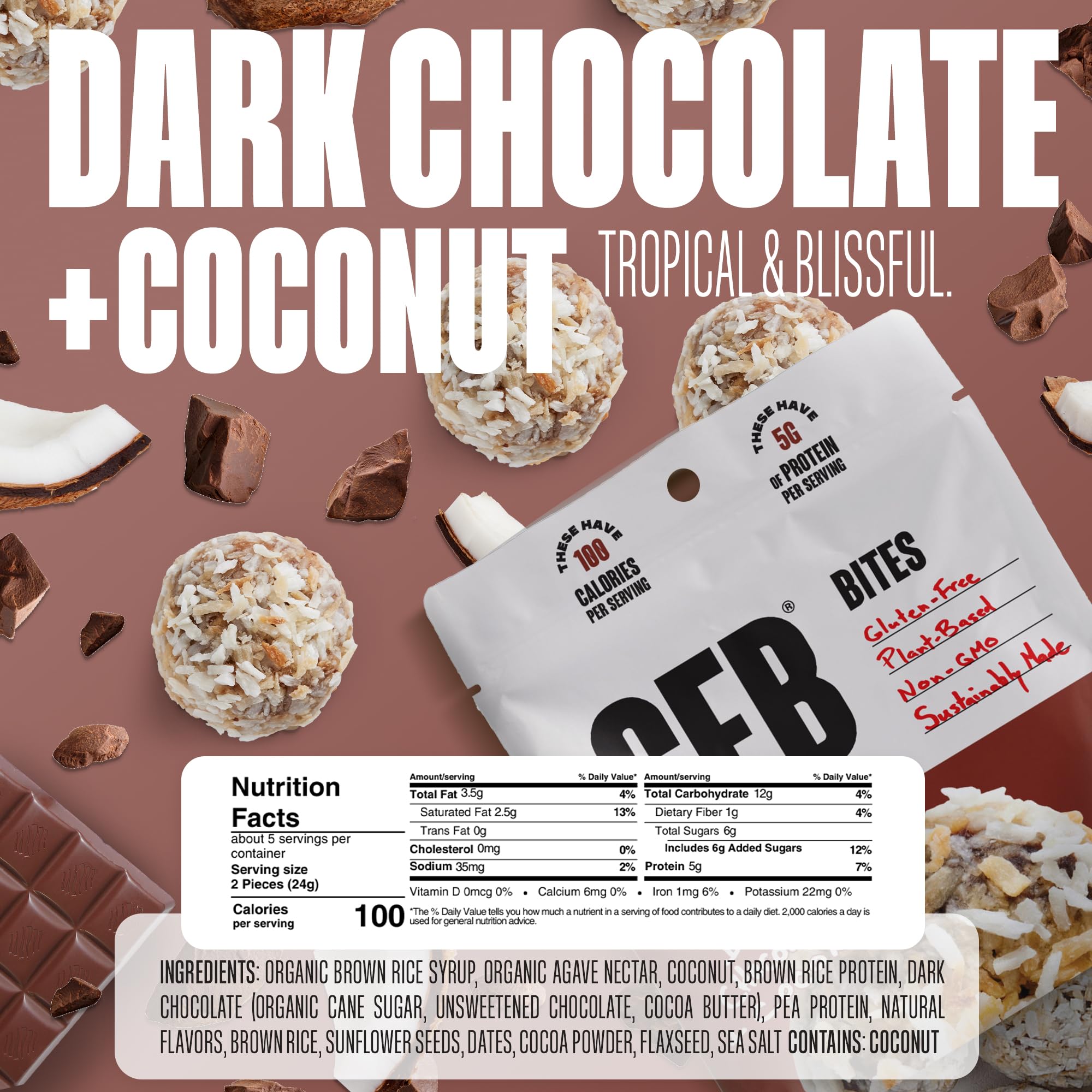 The GFB Boules chocolat noir coco, saveur riche et textures variées.