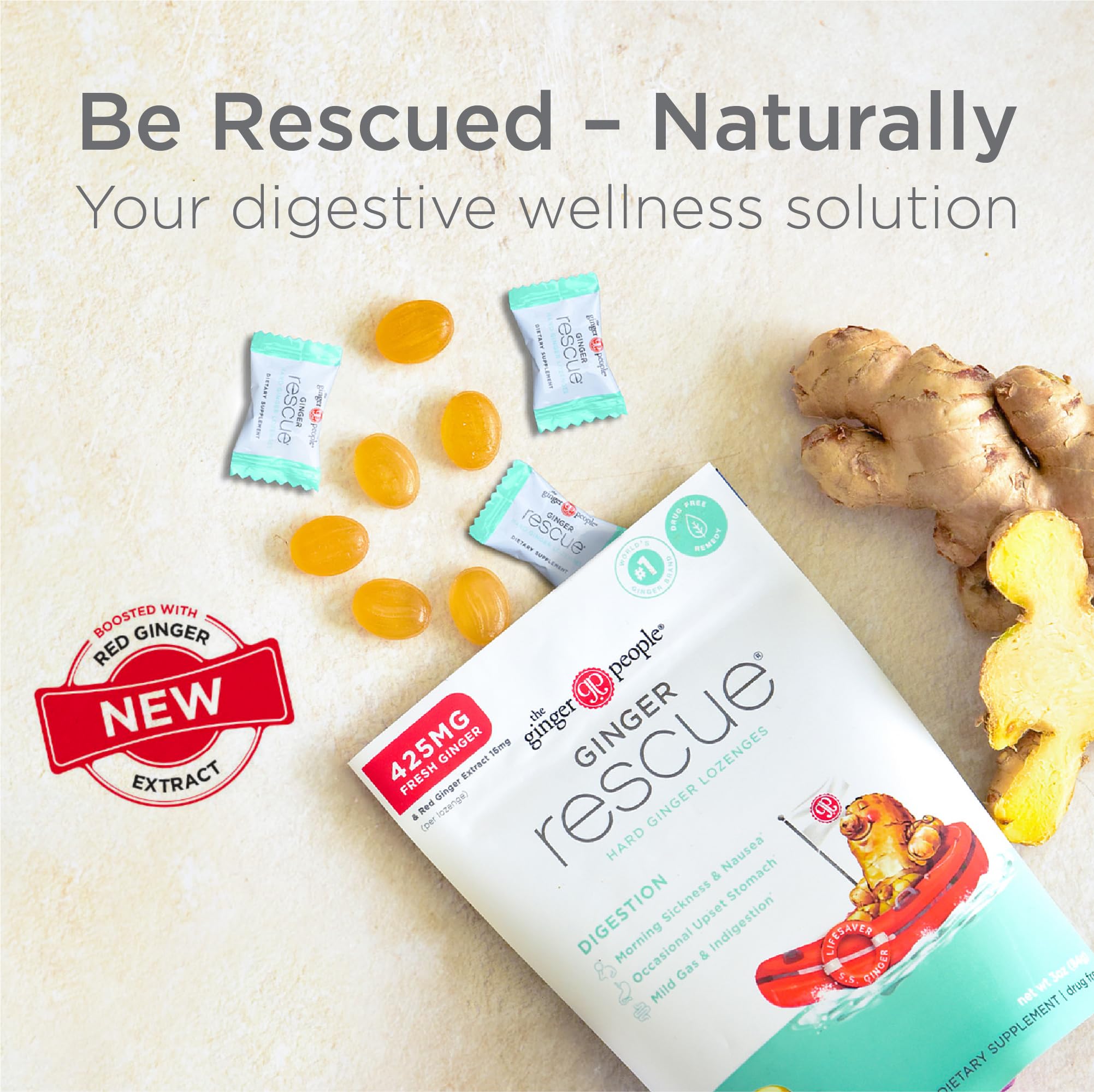The Ginger People Ginger Rescue Lozenges, utilisation en déplacement pour confort digestif