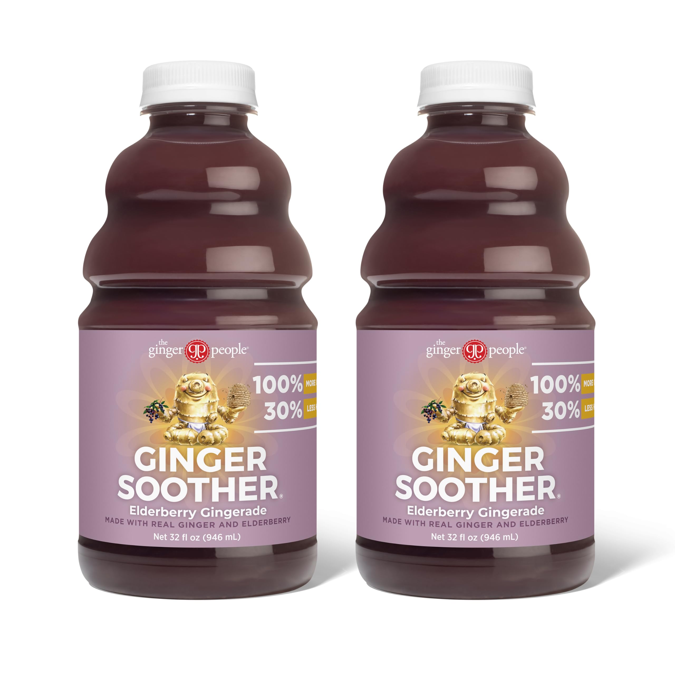 The Ginger People Ginger Soother Sureau Gingerade, bouteille ouverte, dégustation chaude ou froide pour le confort intestinal.