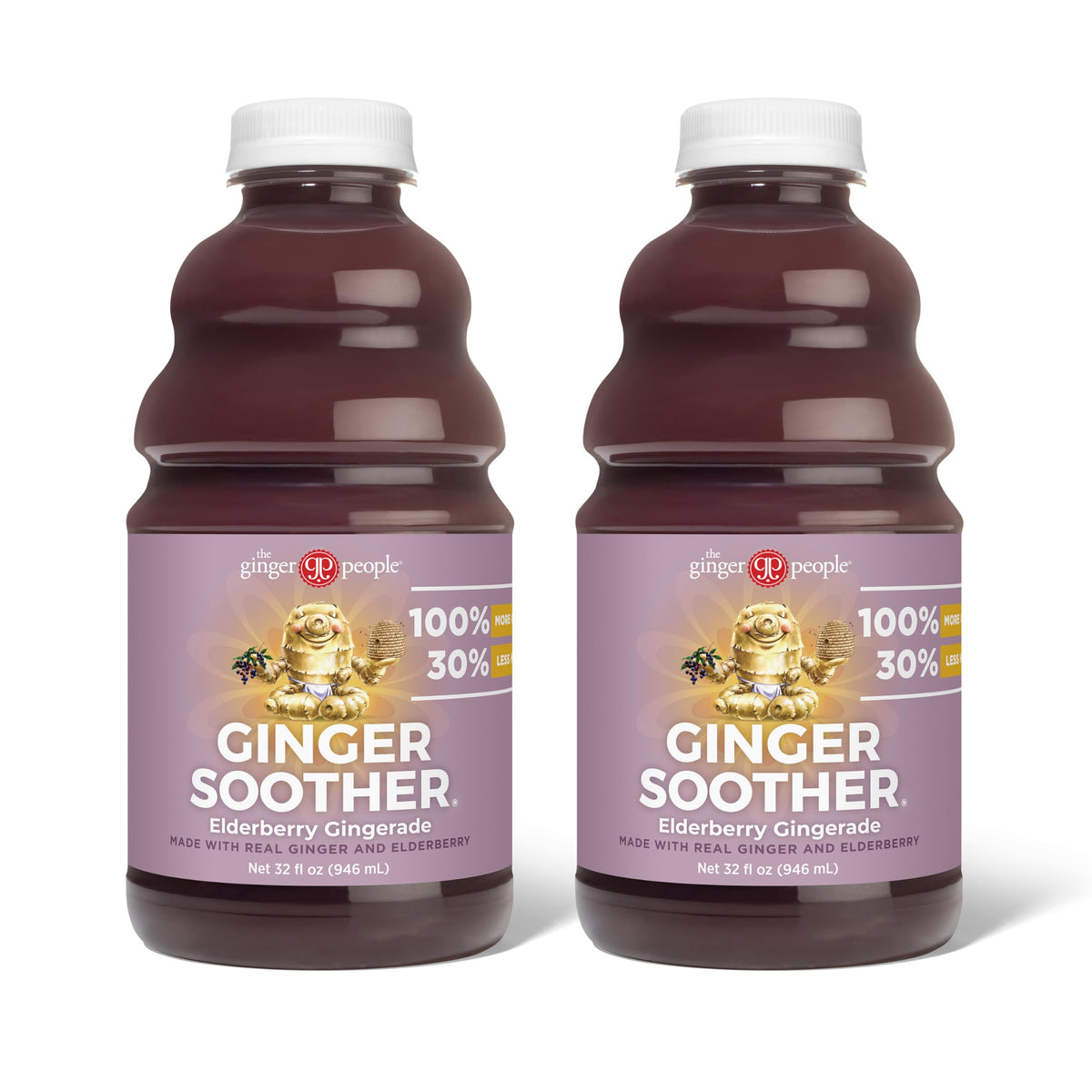 The Ginger People Ginger Soother Sureau Gingerade, bouteille ouverte, dégustation chaude ou froide pour le confort intestinal.