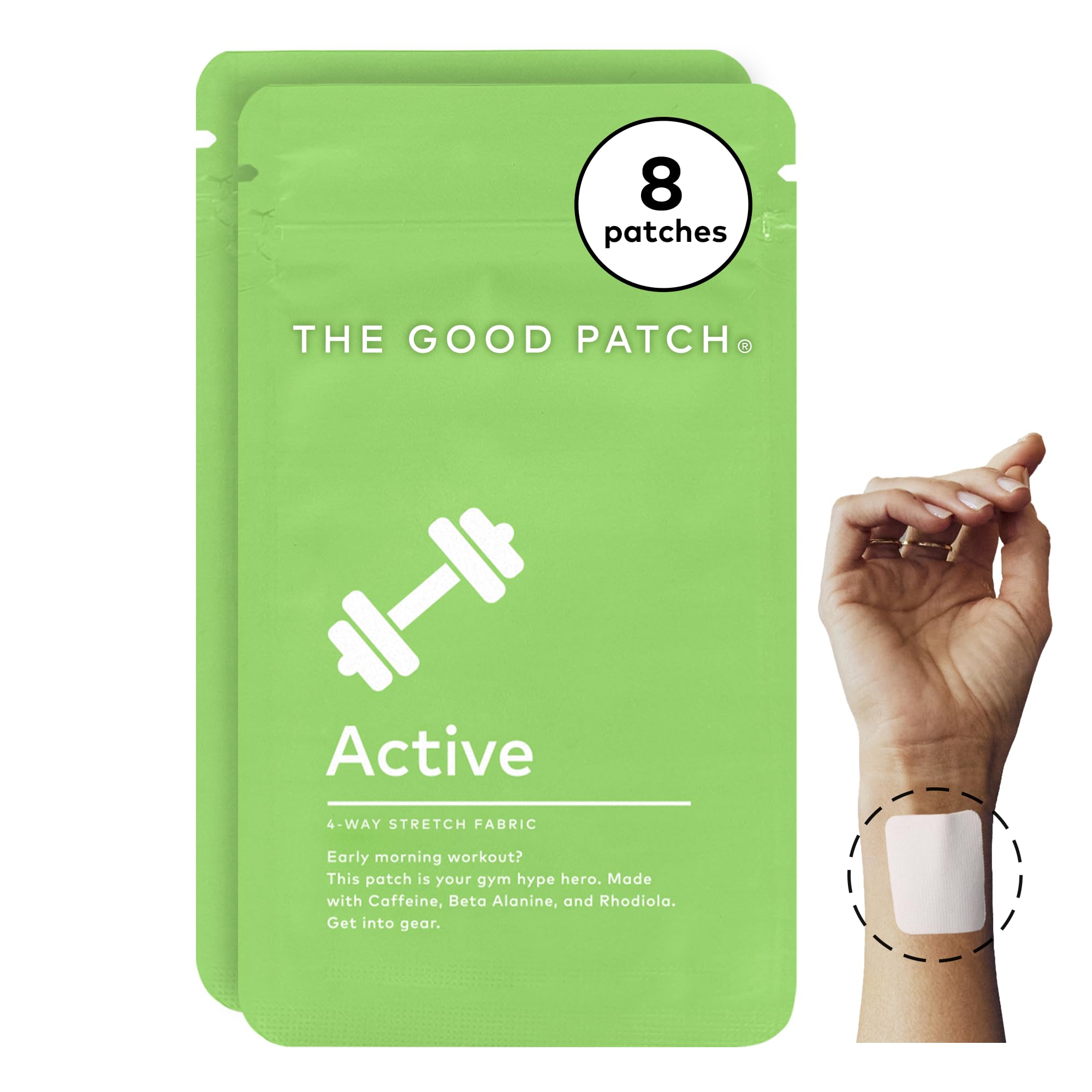 The Good Patch Active Patch sur le poignet, soutien énergétique discret.