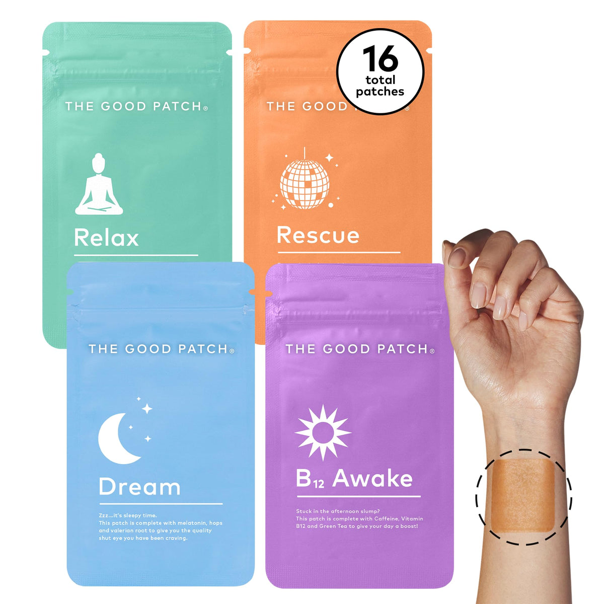 The Good Patch Awake sur le poignet pour un regain d'énergie naturel
