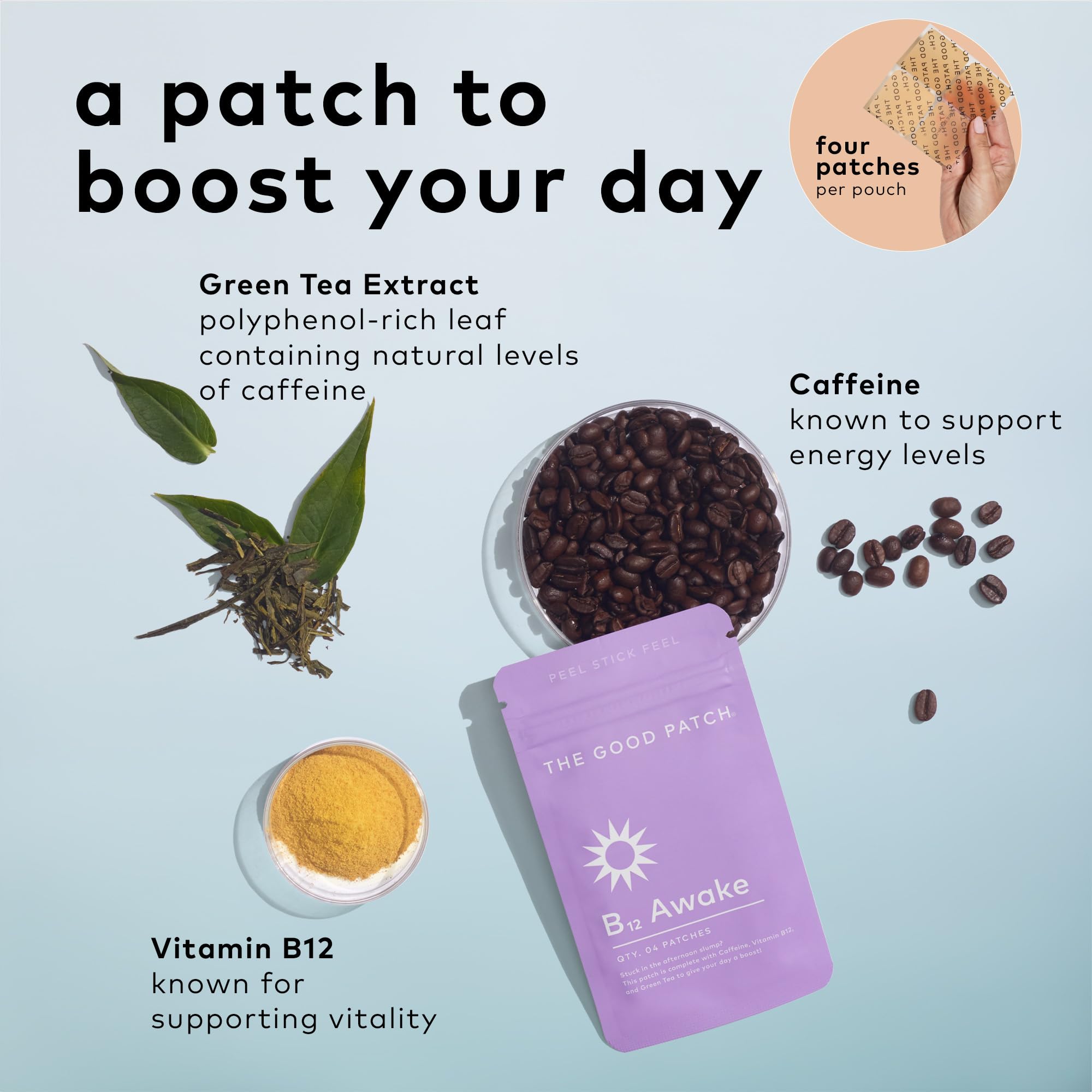 Emballage pratique The Good Patch B12 Awake pour emporter les patchs