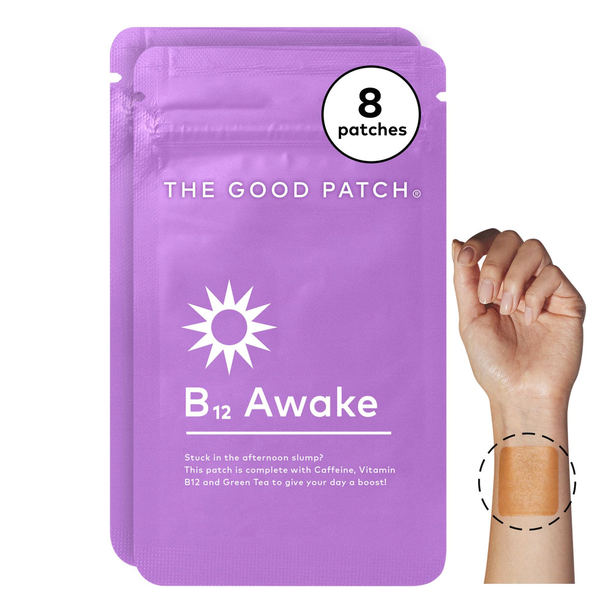 The Good Patch B12 Awake patch éveille en douceur, port discret, énergie continue.