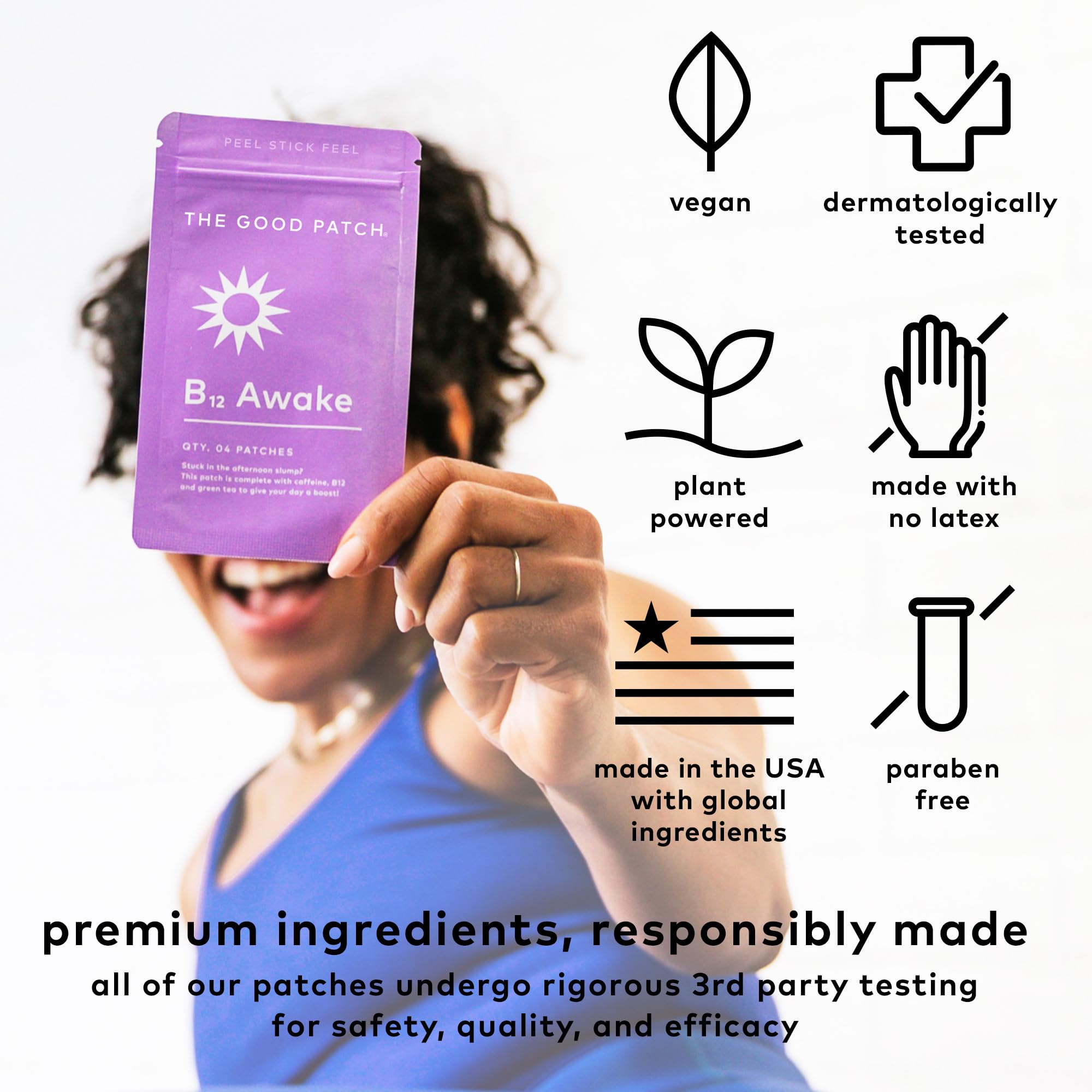 Extrait thé vert The Good Patch B12 Awake – soutien naturel pour vigilance soutenue.