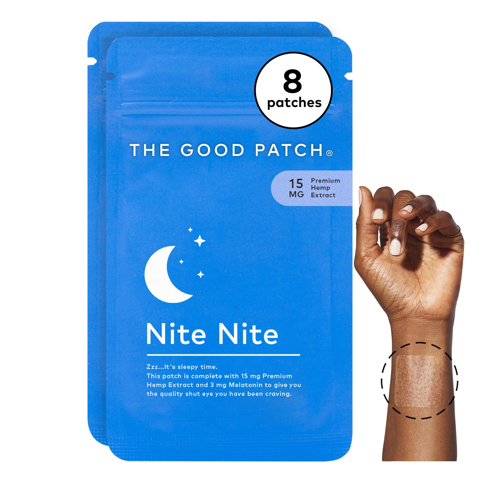 Emballage The Good Patch Nite Nite prêt à l’emploi pour une routine nocturne naturelle.