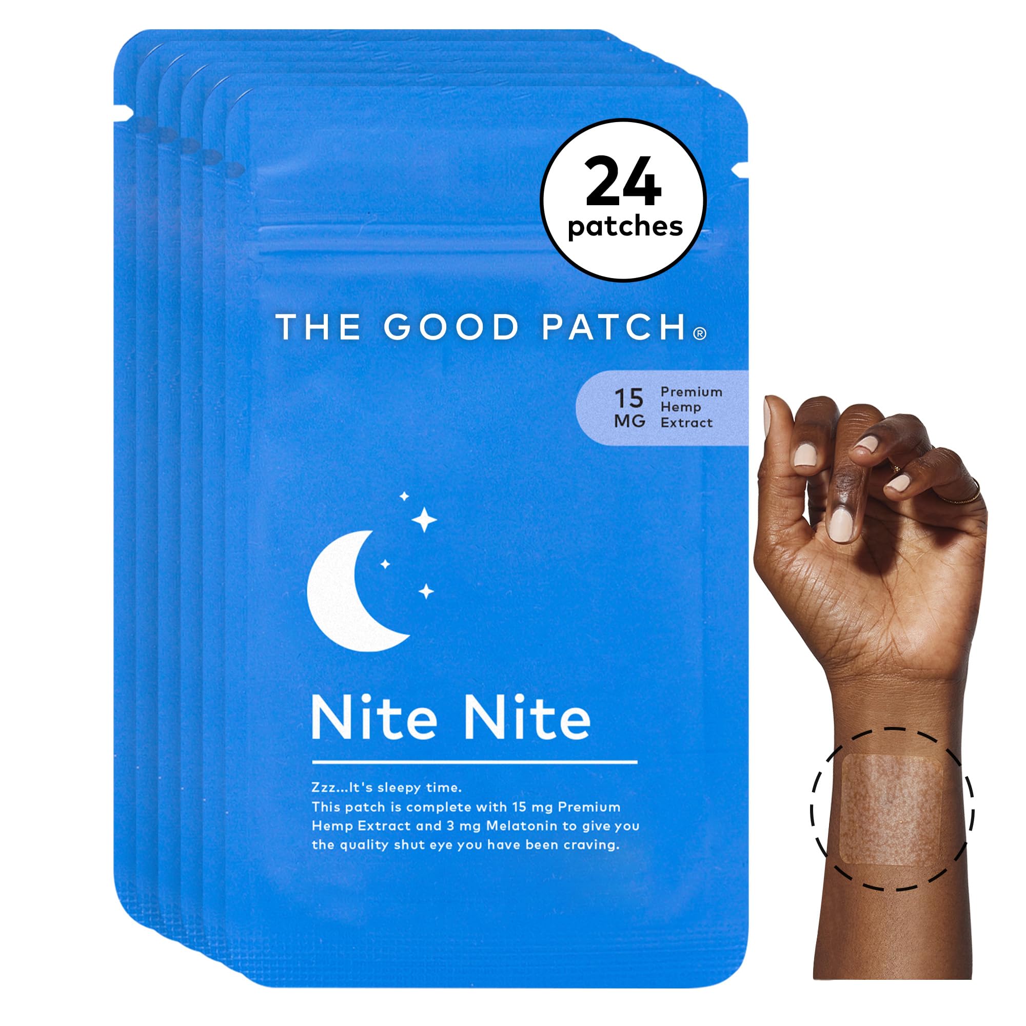 The Good Patch Nite Nite patch sommeil prêt à l’emploi dans son emballage pratique.