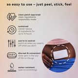 The Good Patch pansement discret portable: usage rapide et discret toute la journée.