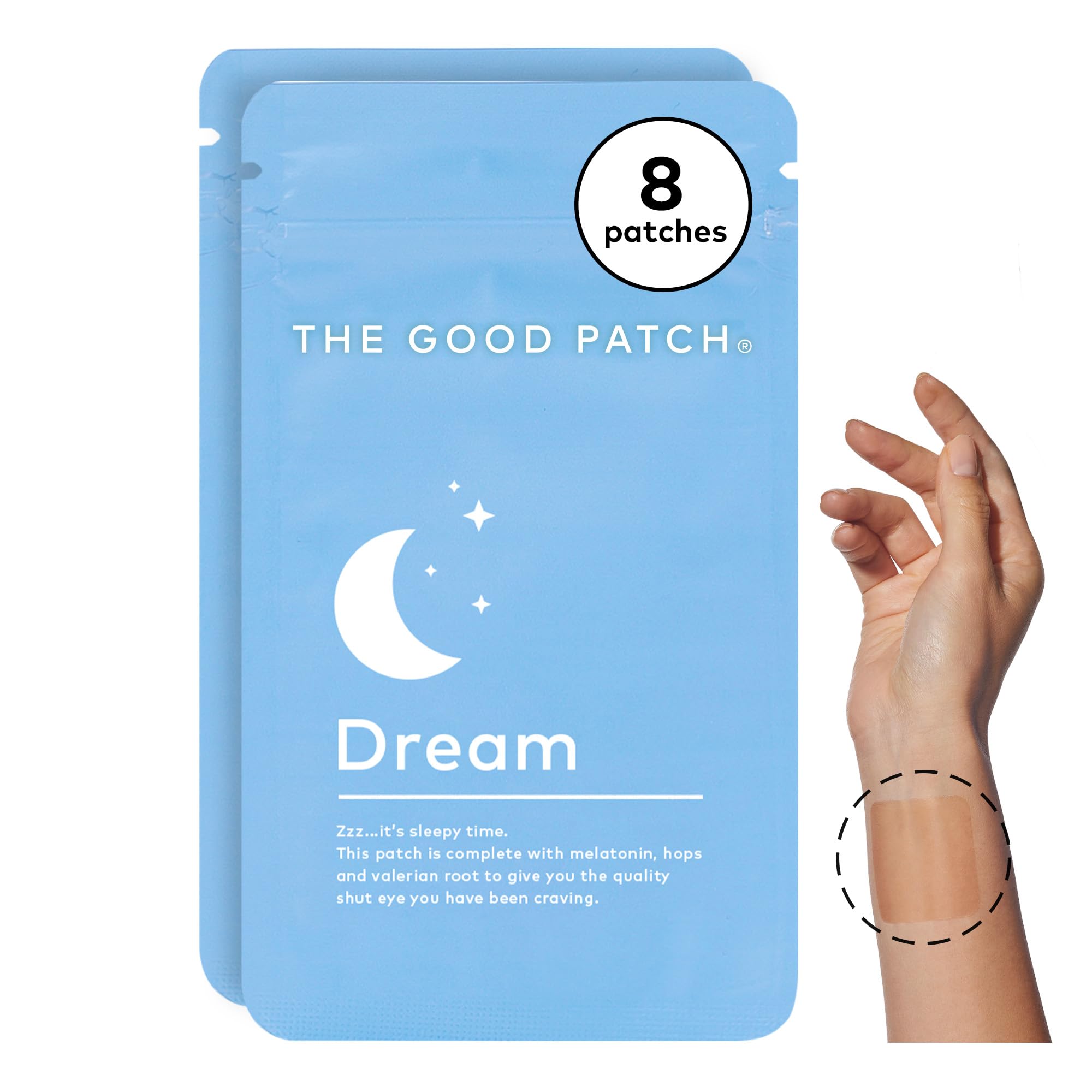 The Good Patch patch sommeil mélatonine sur peau pour soutenir votre cycle nocturne.
