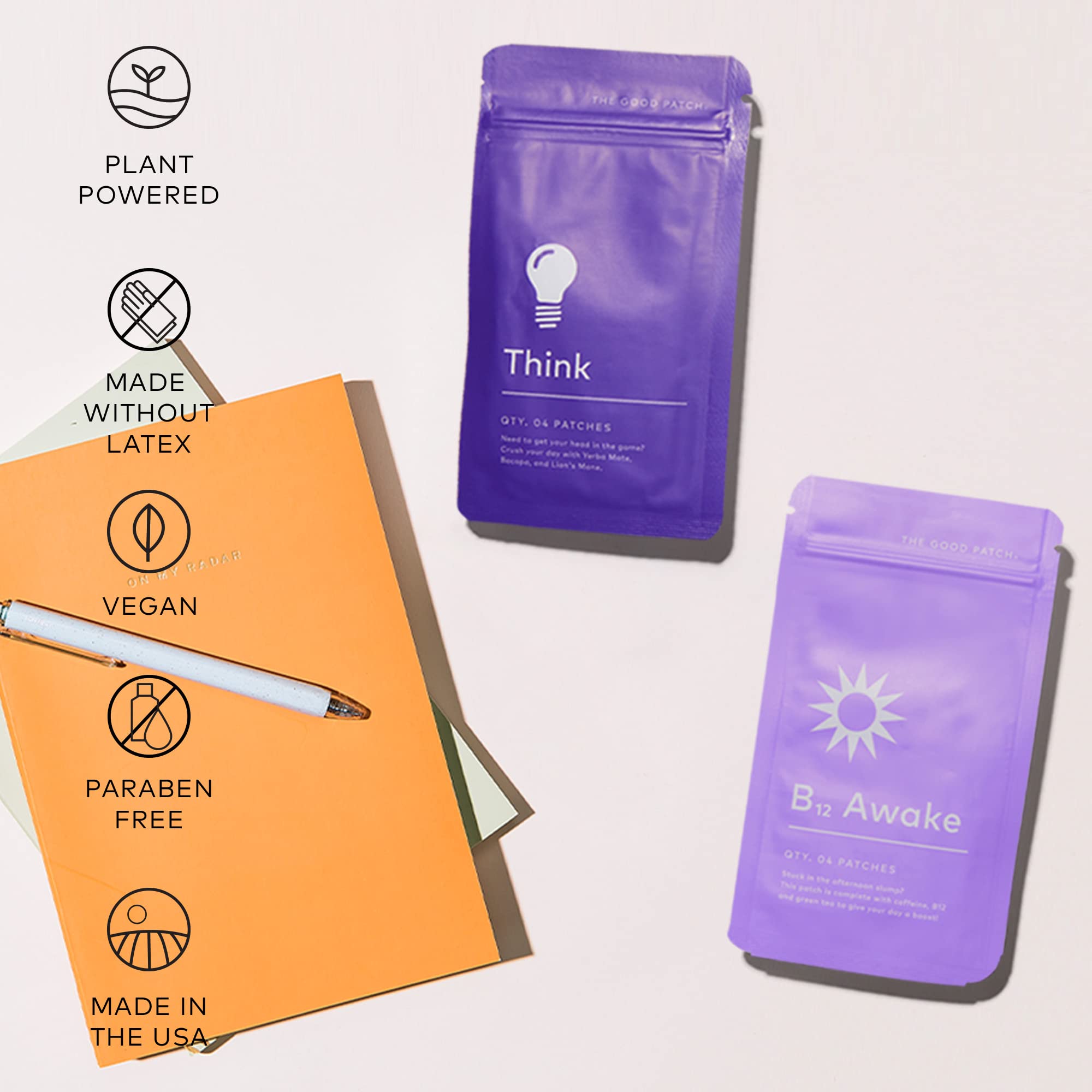 Étiquette vegan et sans OGM The Good Patch Weekday Hustle Duo — transparence des ingrédients.