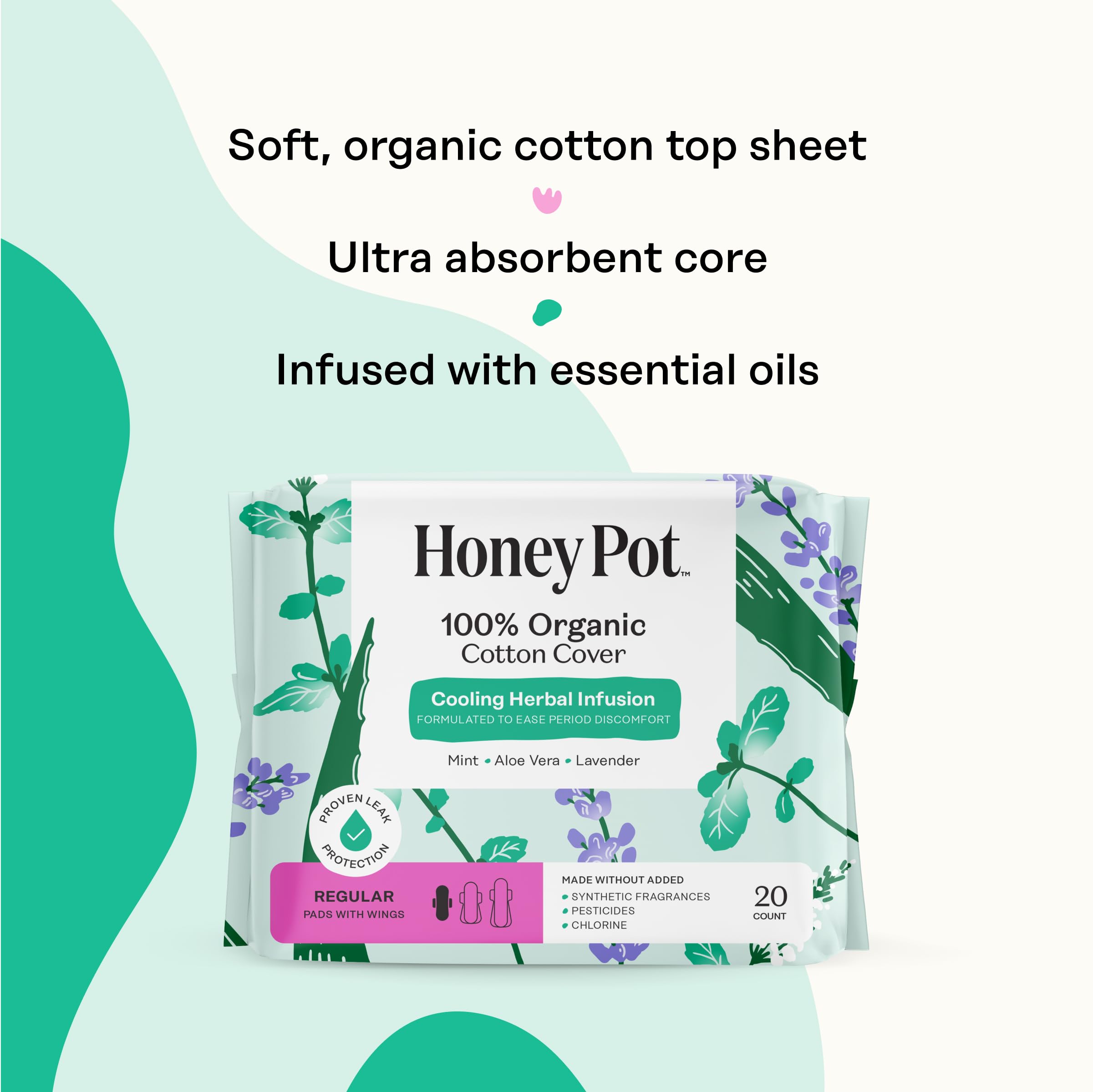 The Honey Pot infusees-herbes-lavande-rose-aloe-menthe apportent une sensation rafraîchissante.