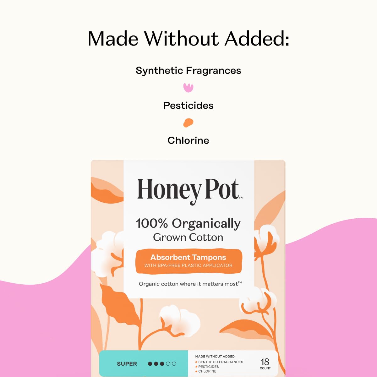Applicateur en plastique bio The Honey Pot, doux et biodégradable pour insertion fluide.