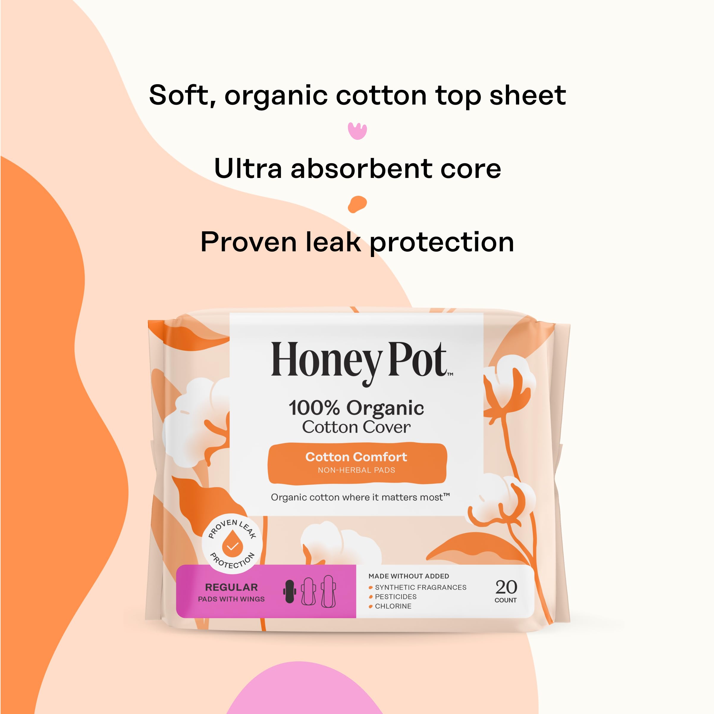 The Honey Pot Company cœur ultra-absorbant en pulpe pour absorption efficace.