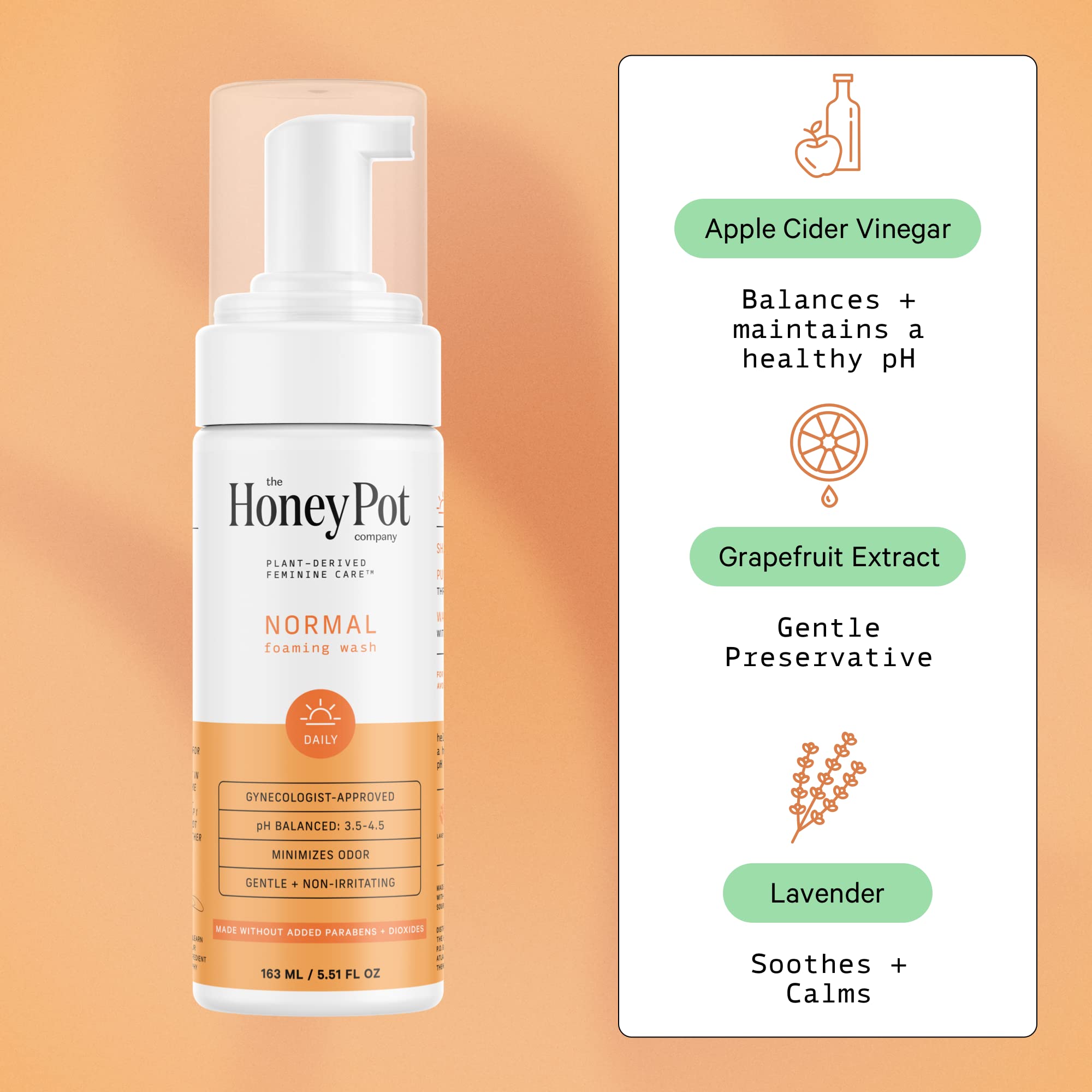 The Honey Pot Company flacon pH équilibré, hygiène intime respectueuse