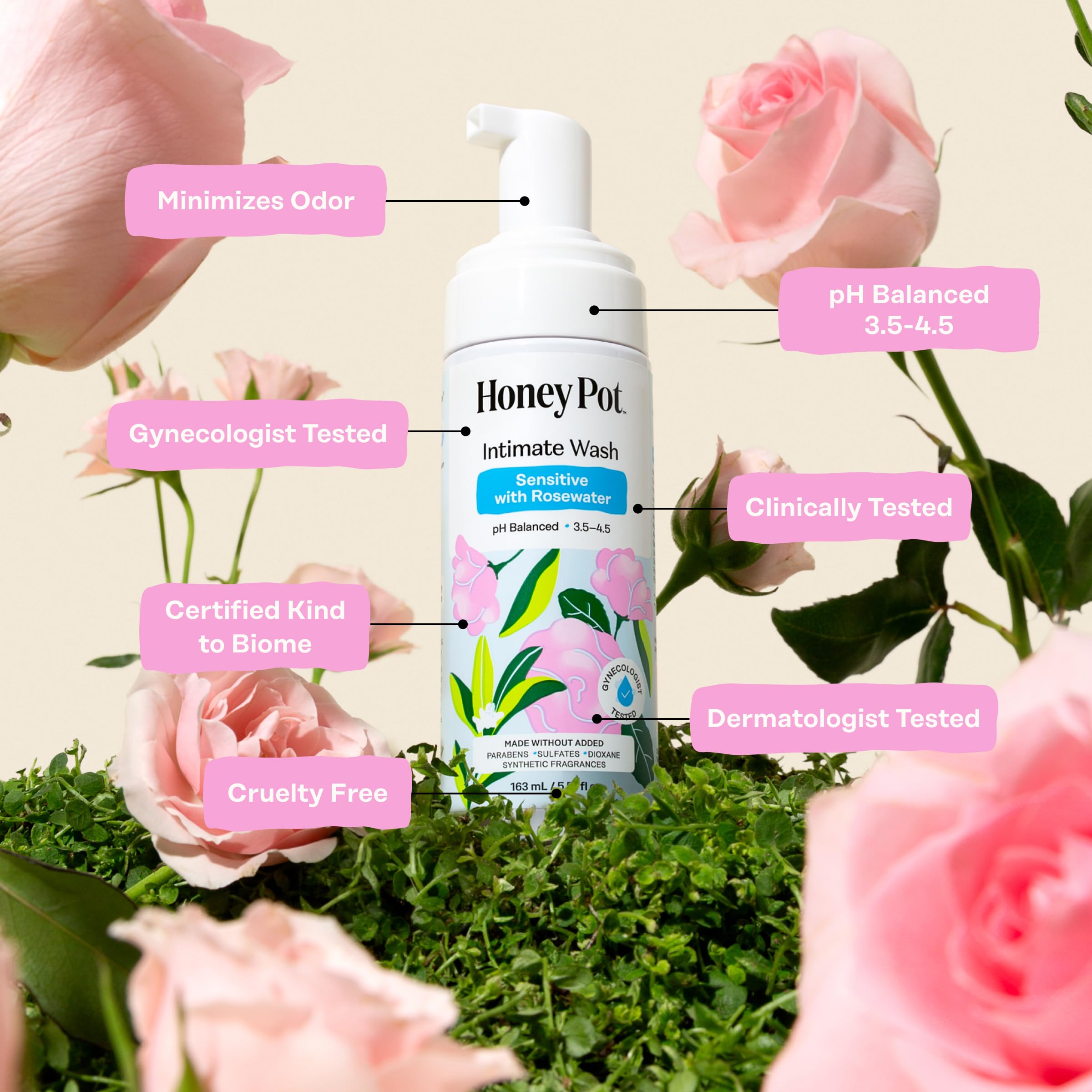 The Honey Pot Company formule sans parabènes et sans sulfates pour une routine légère.