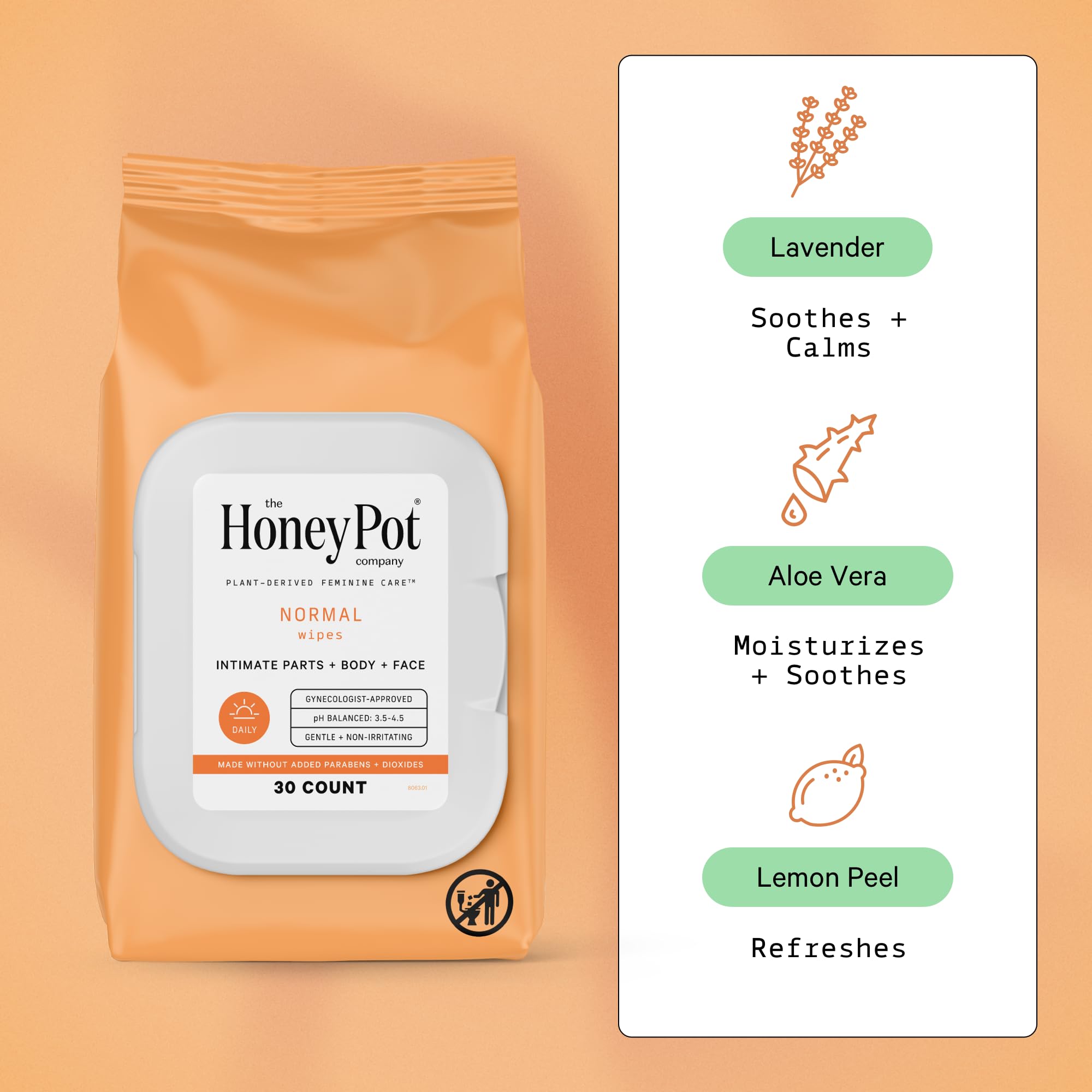The Honey Pot Company lingettes coco-aloe pour hydrater et apaiser la peau.
