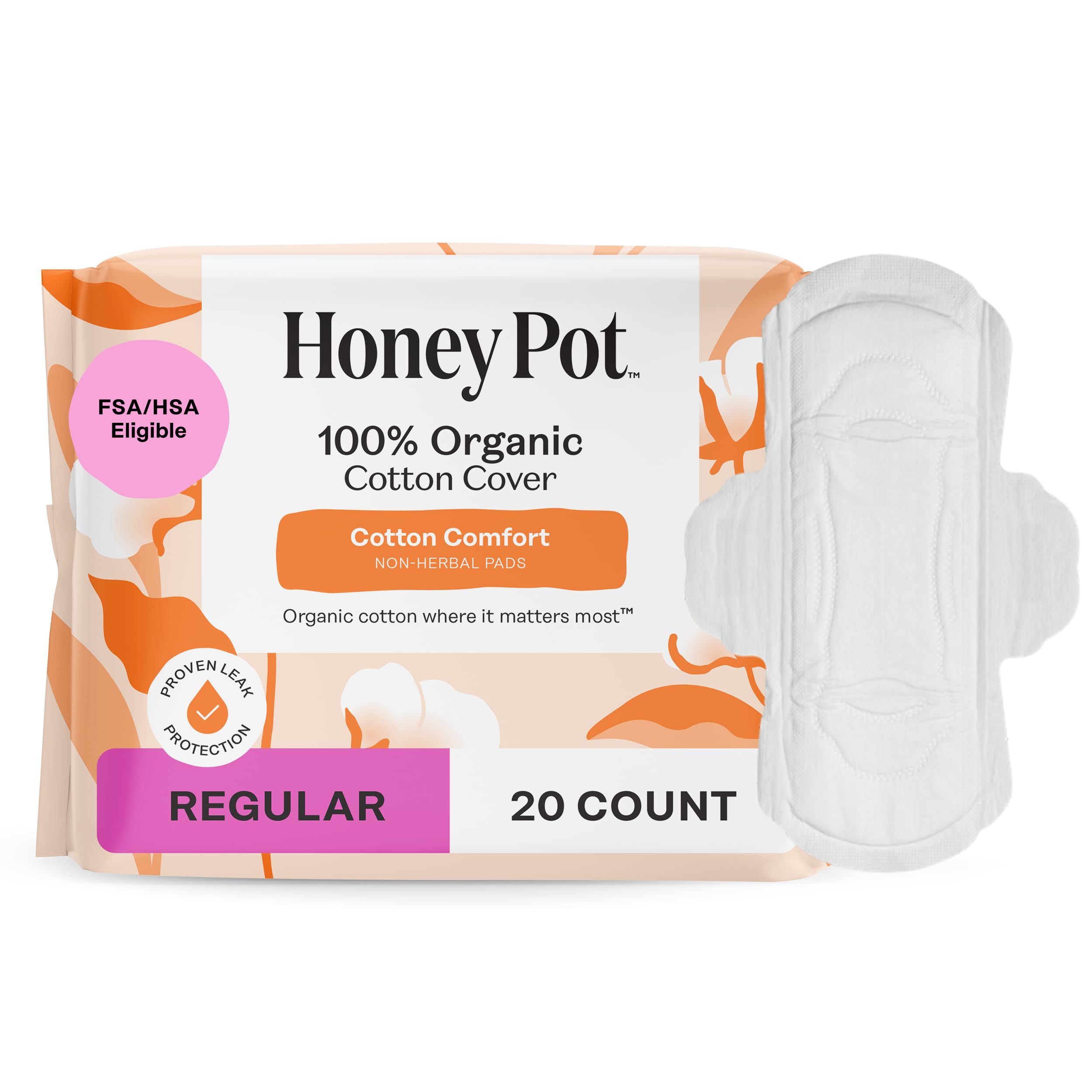 The Honey Pot Company serviettes avec ailes en coton biologique pour confort quotidien.