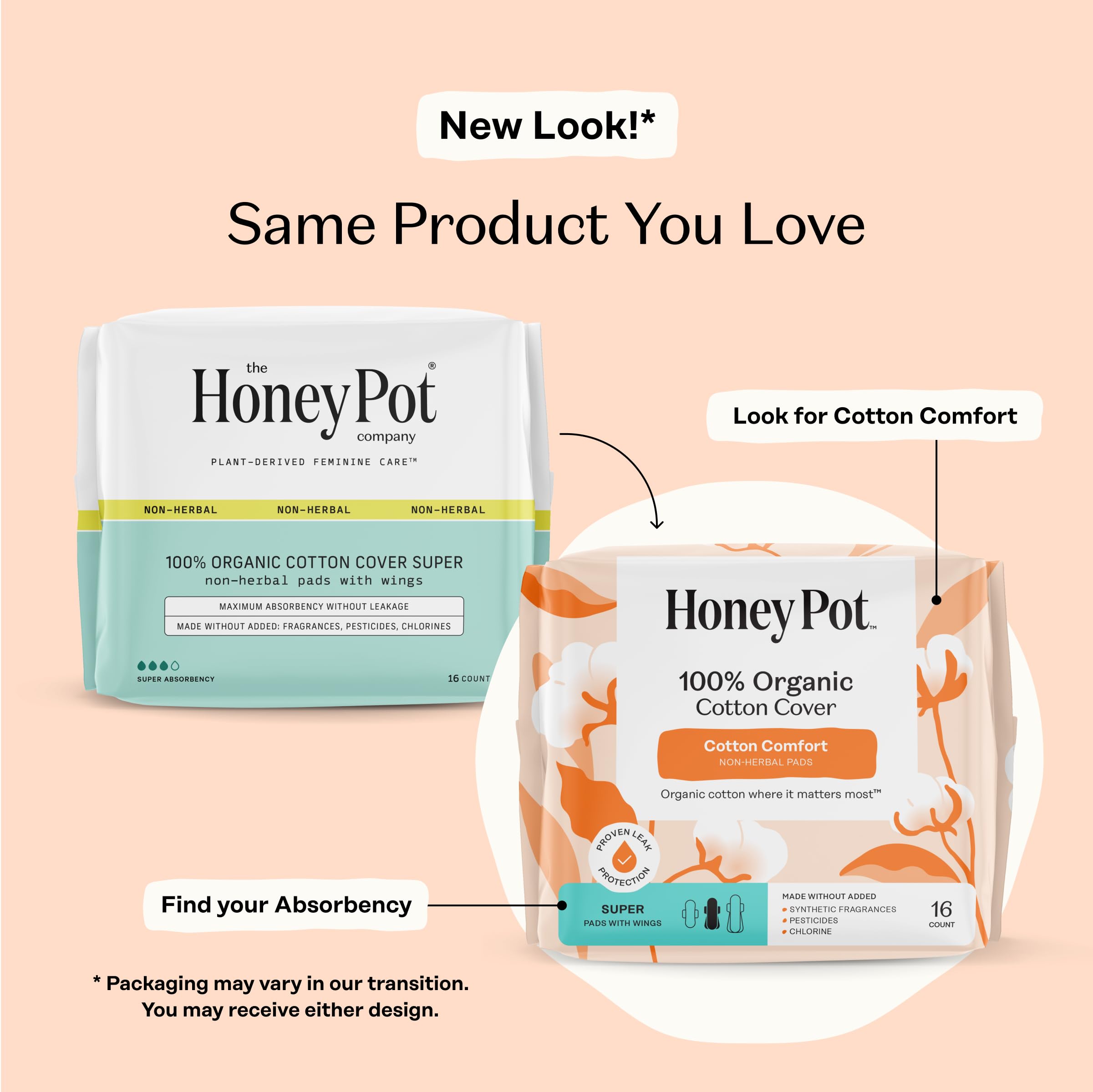 The Honey Pot Company coton organique et couche absorbante avec ailes.