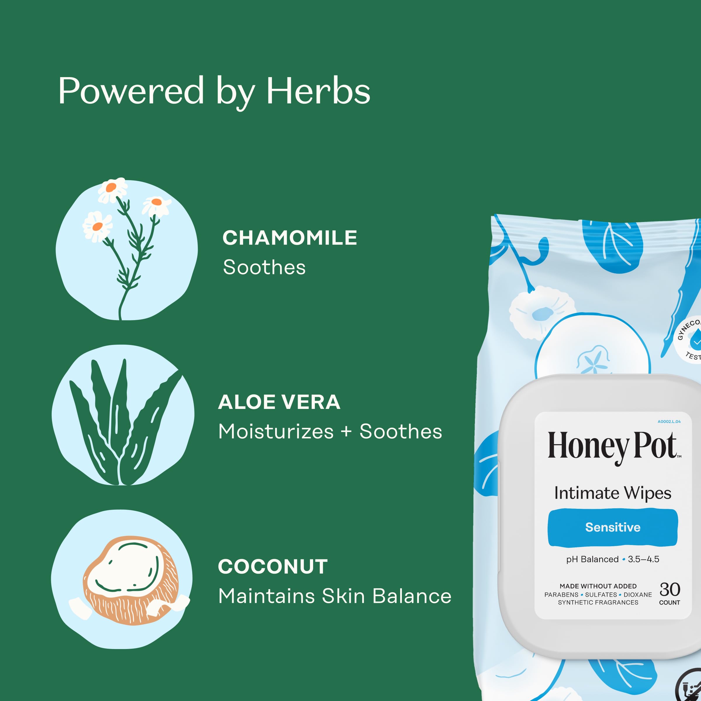 Formulation The Honey Pot sans parabènes pour peaux sensibles.