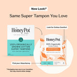 Noyau coton biologique des tampons The Honey Pot pour douceur et naturel.