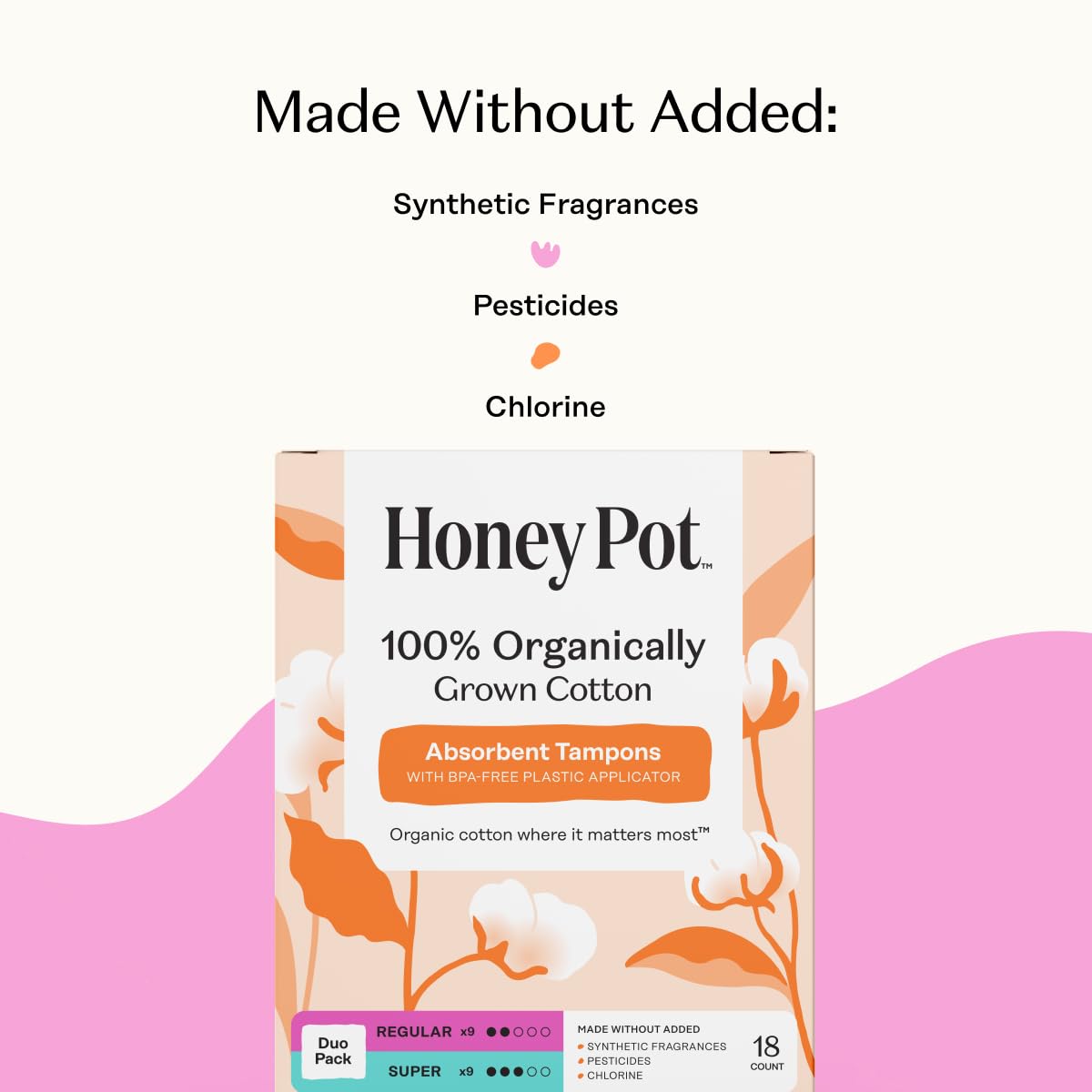 Tampon The Honey Pot super absorbant avec applicateur biodégradable
