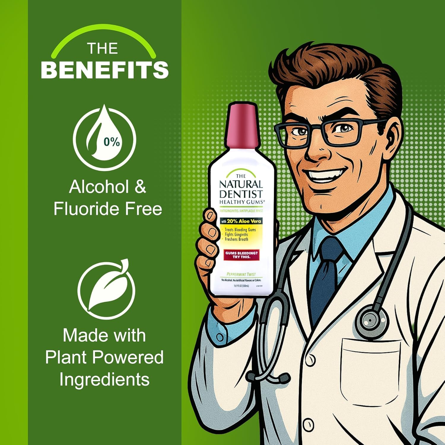 The Natural Dentist rince-gencives à l’échinacée, soutien naturel pour l’hygiène buccale.