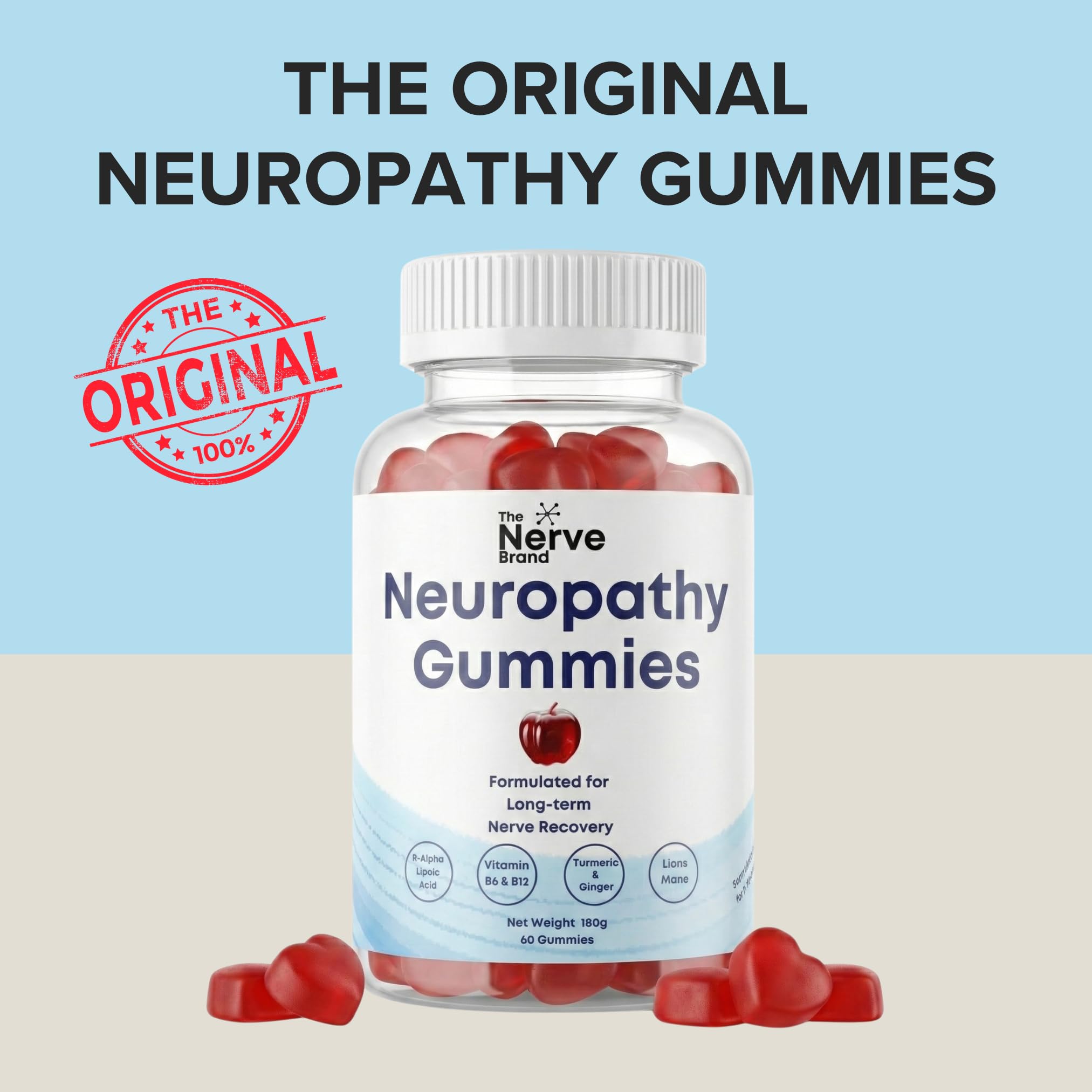 Gummies The Nerve Brand avec vitamines B pour le soutien nerveux.