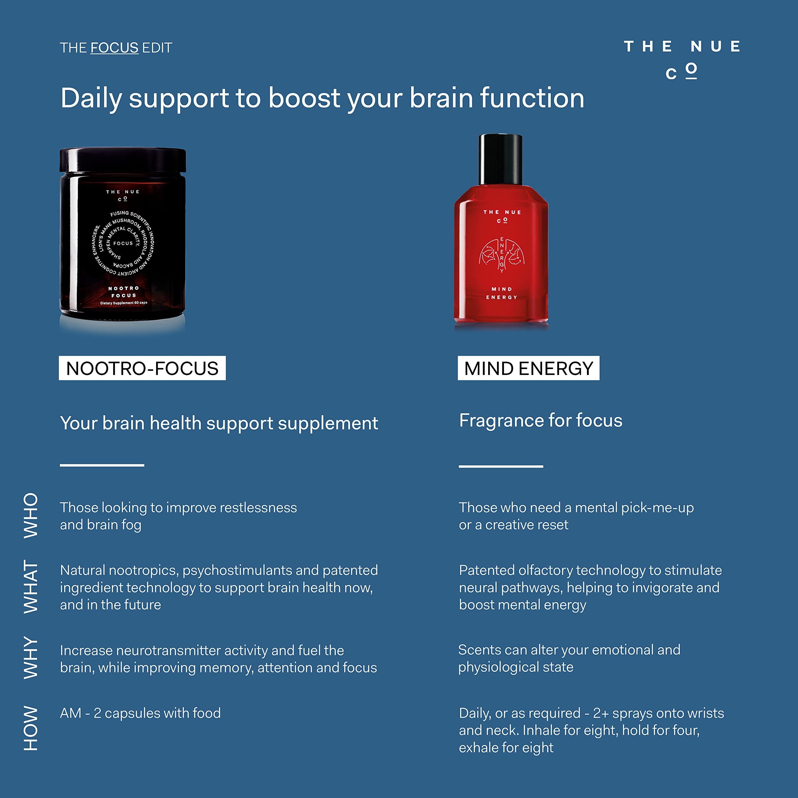 Le packaging durable vegan de The Nue Co Mind Energy respecte l environnement.