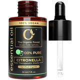 The Organic Forest huile citronnelle pure, soin hydratant et apaisant pour la peau.