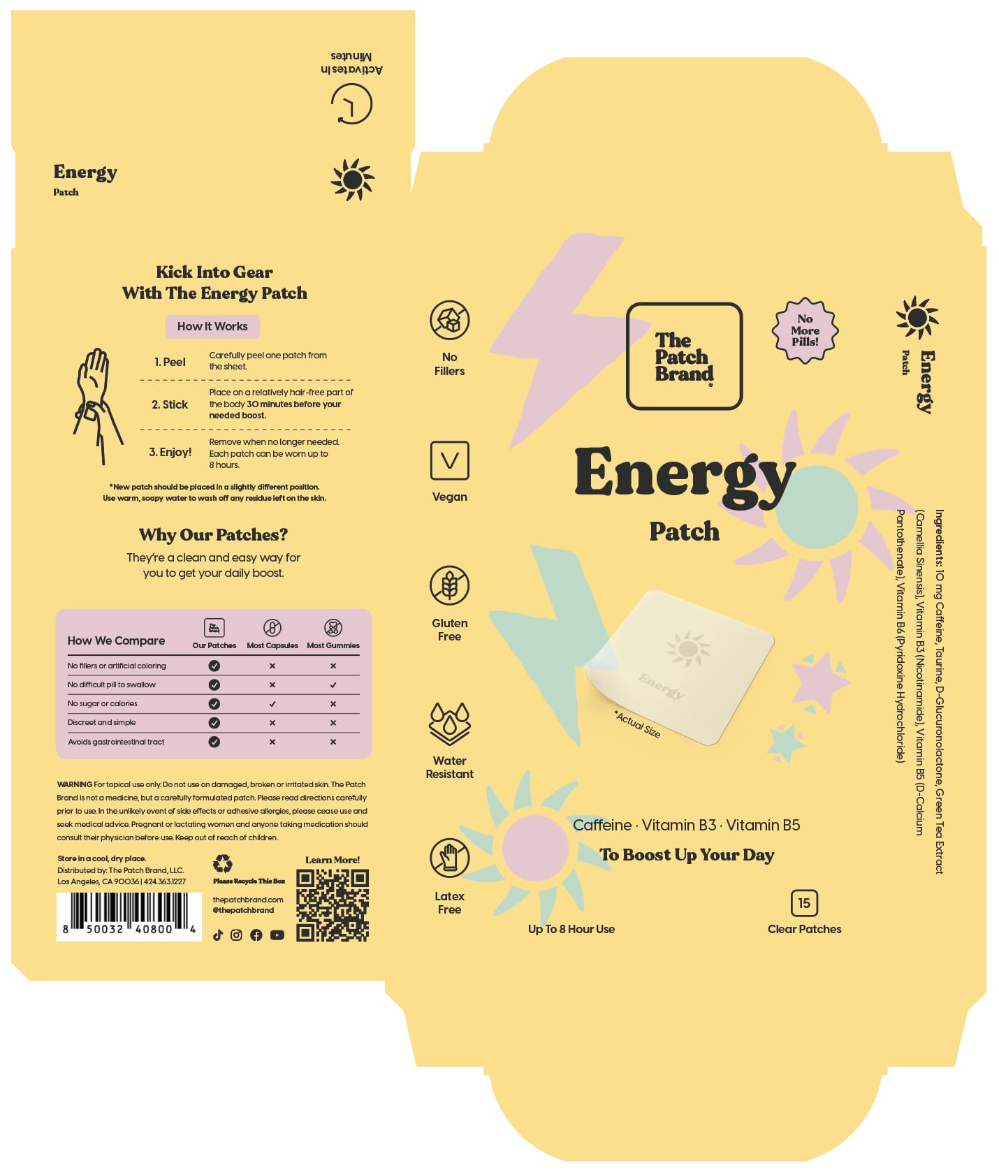 The Patch Brand Energy Patches utilisation quotidienne sans pilules pour simplifier votre routine