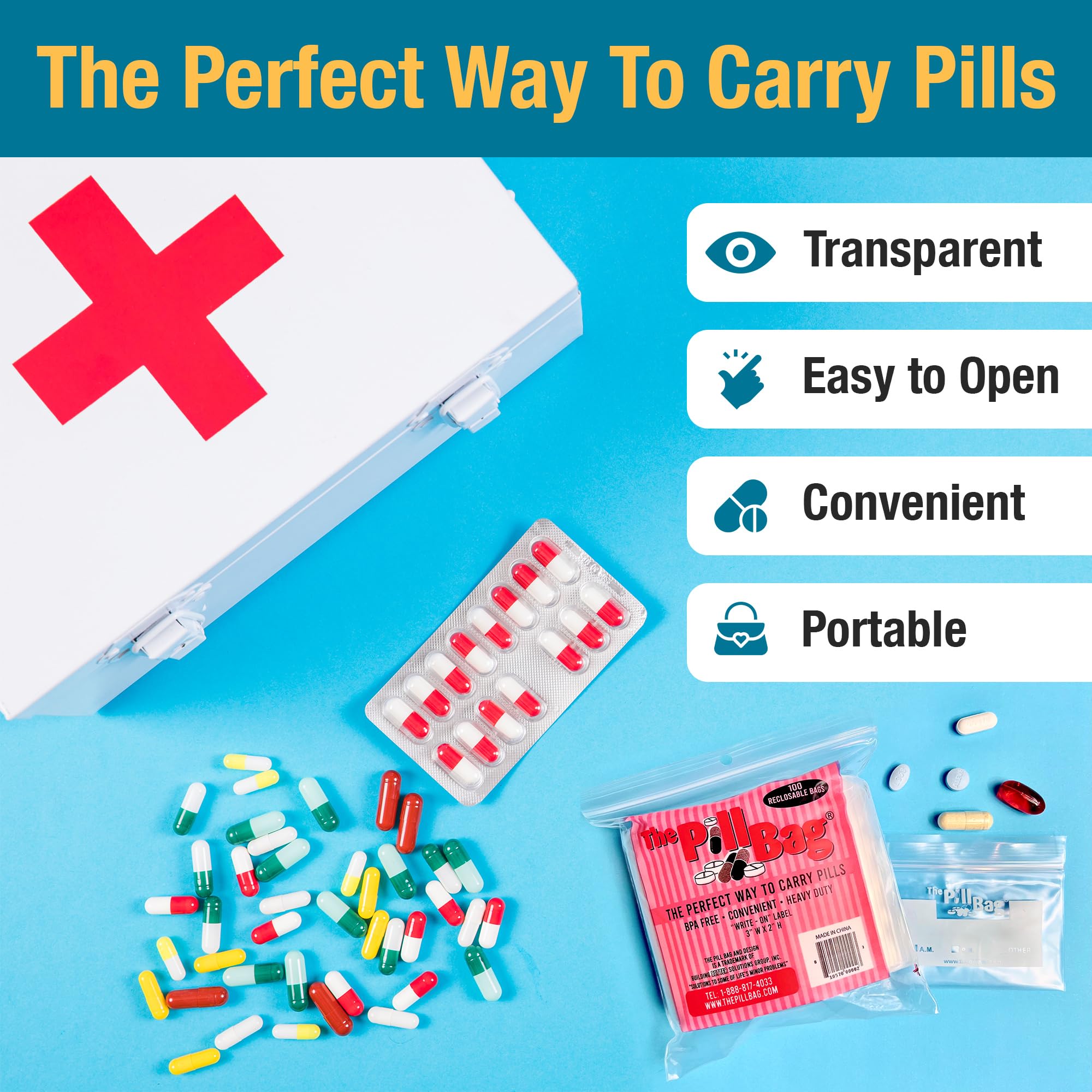 The Pill Bag dimension-mini-portable idéal pour sac à main.