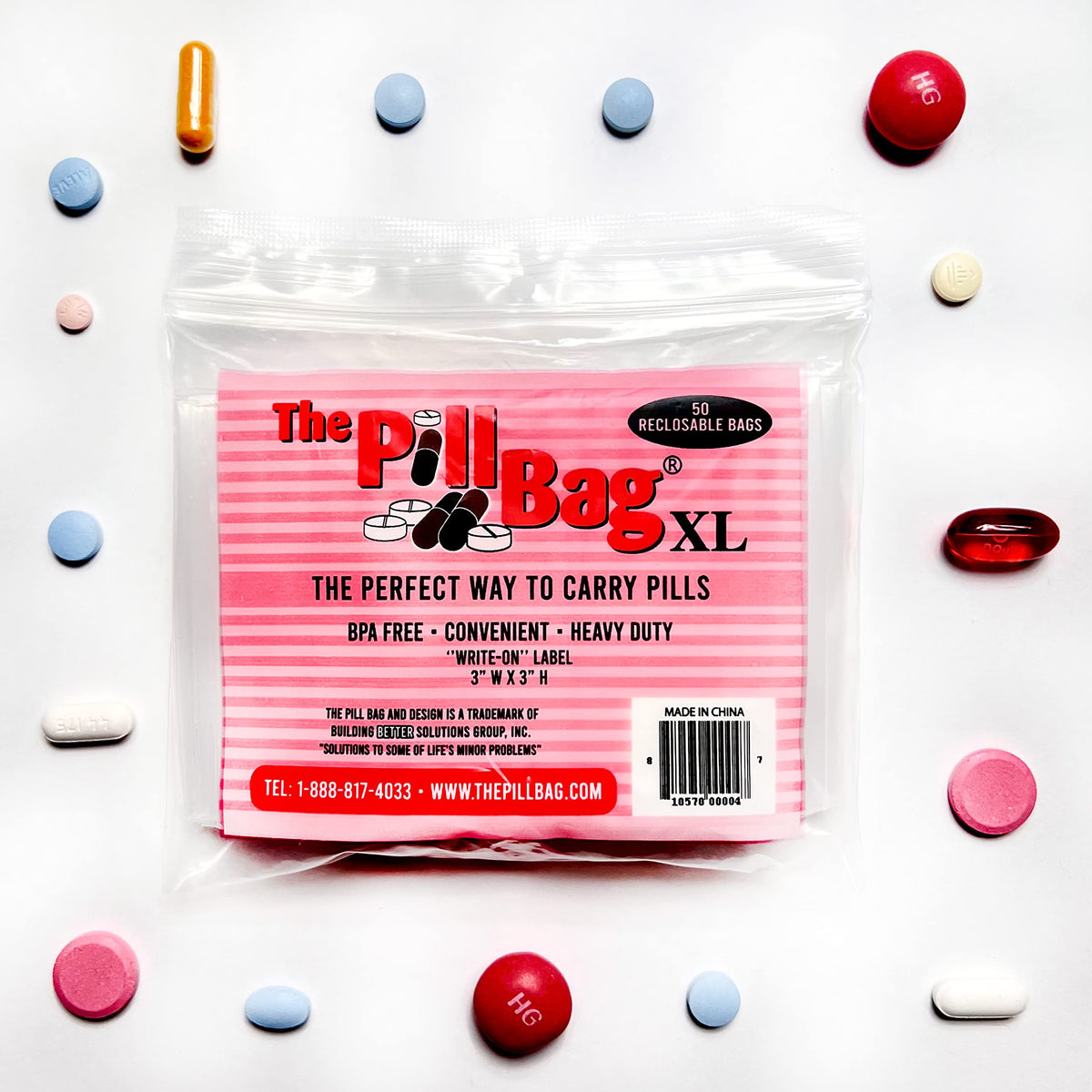 The Pill Bag avec étiquettes matin et après-midi pour organiser vos pilules