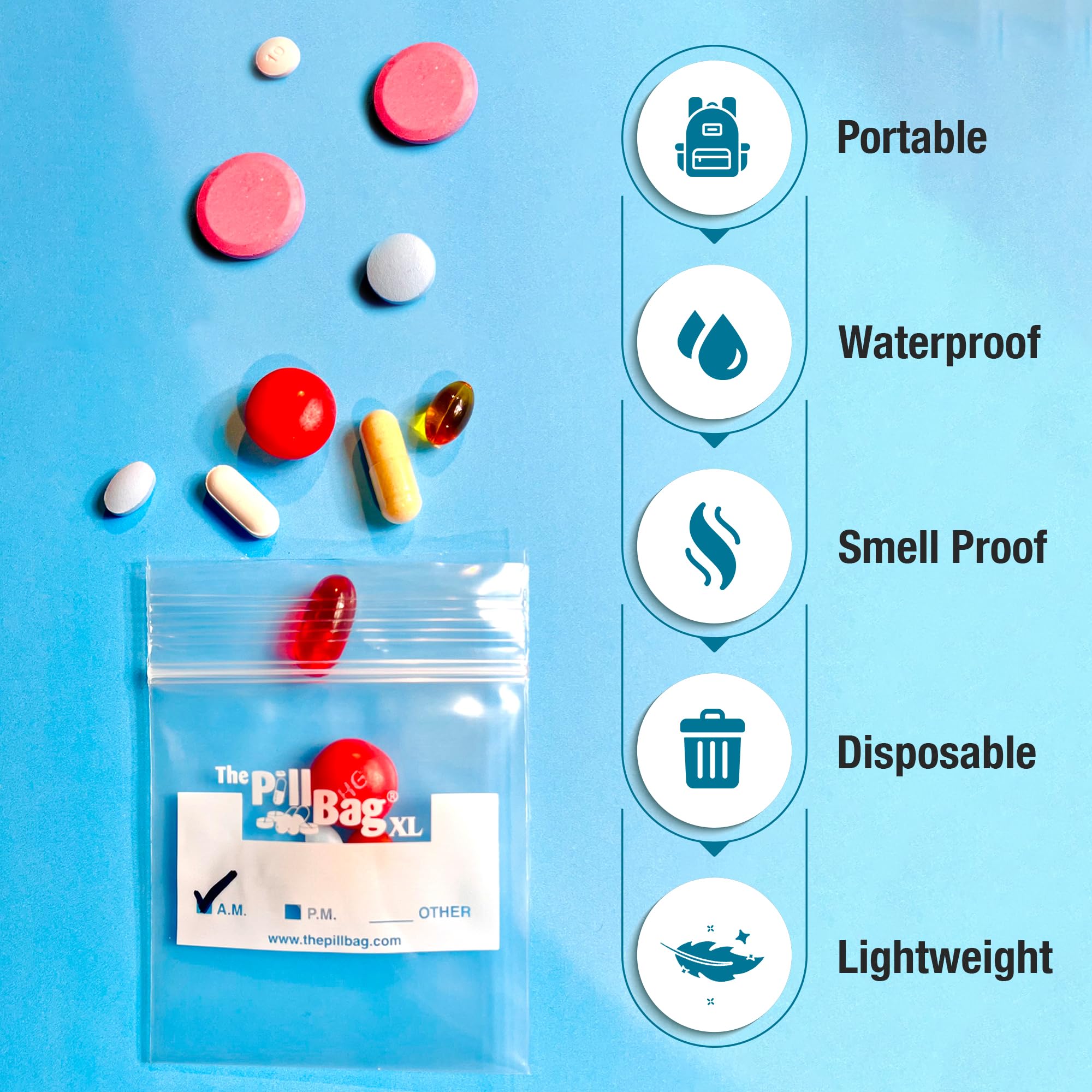 The Pill Bag poche portable idéale dans sac ou poche pour voyage
