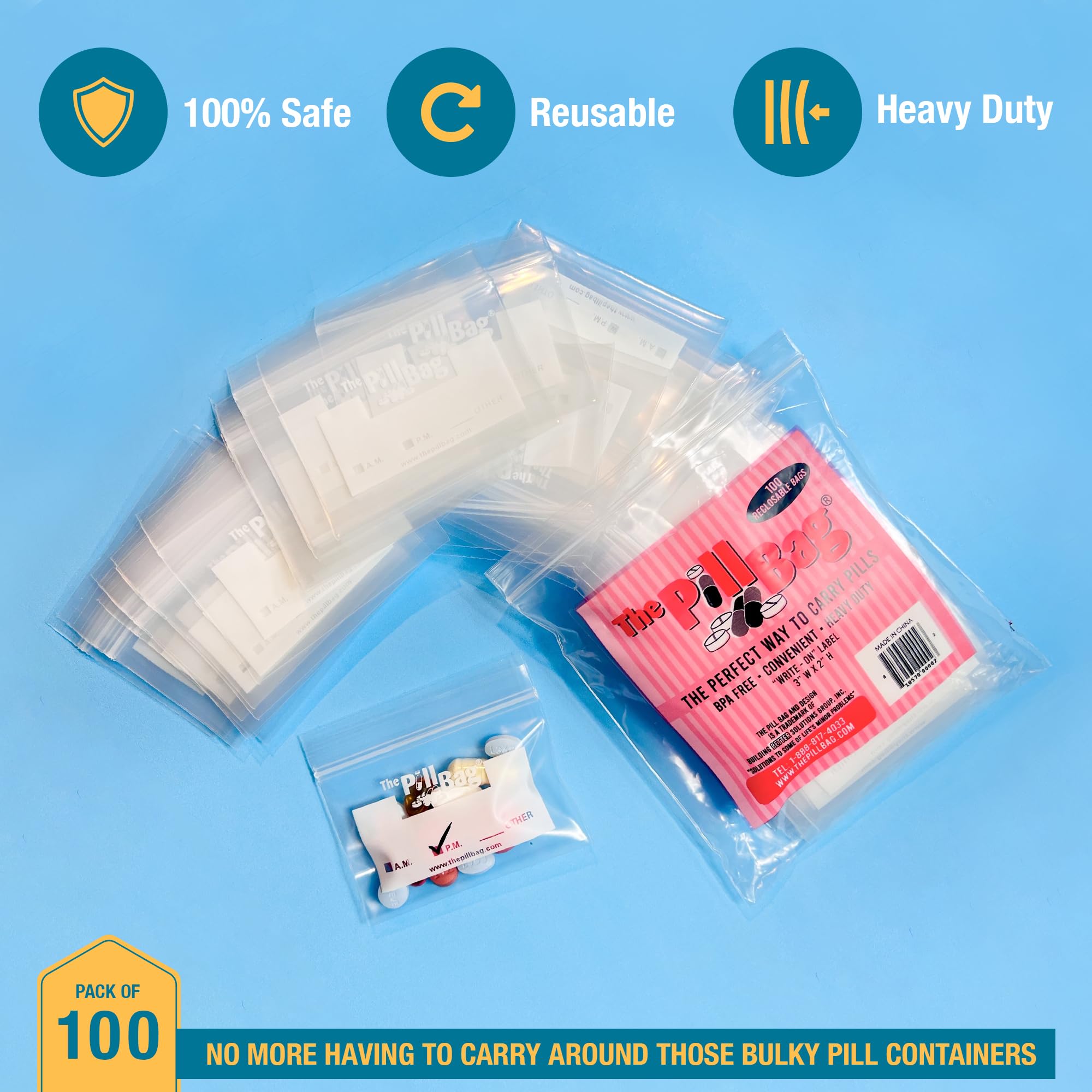 The Pill Bag pochette-pilules imperméable protège contre l'humidité.