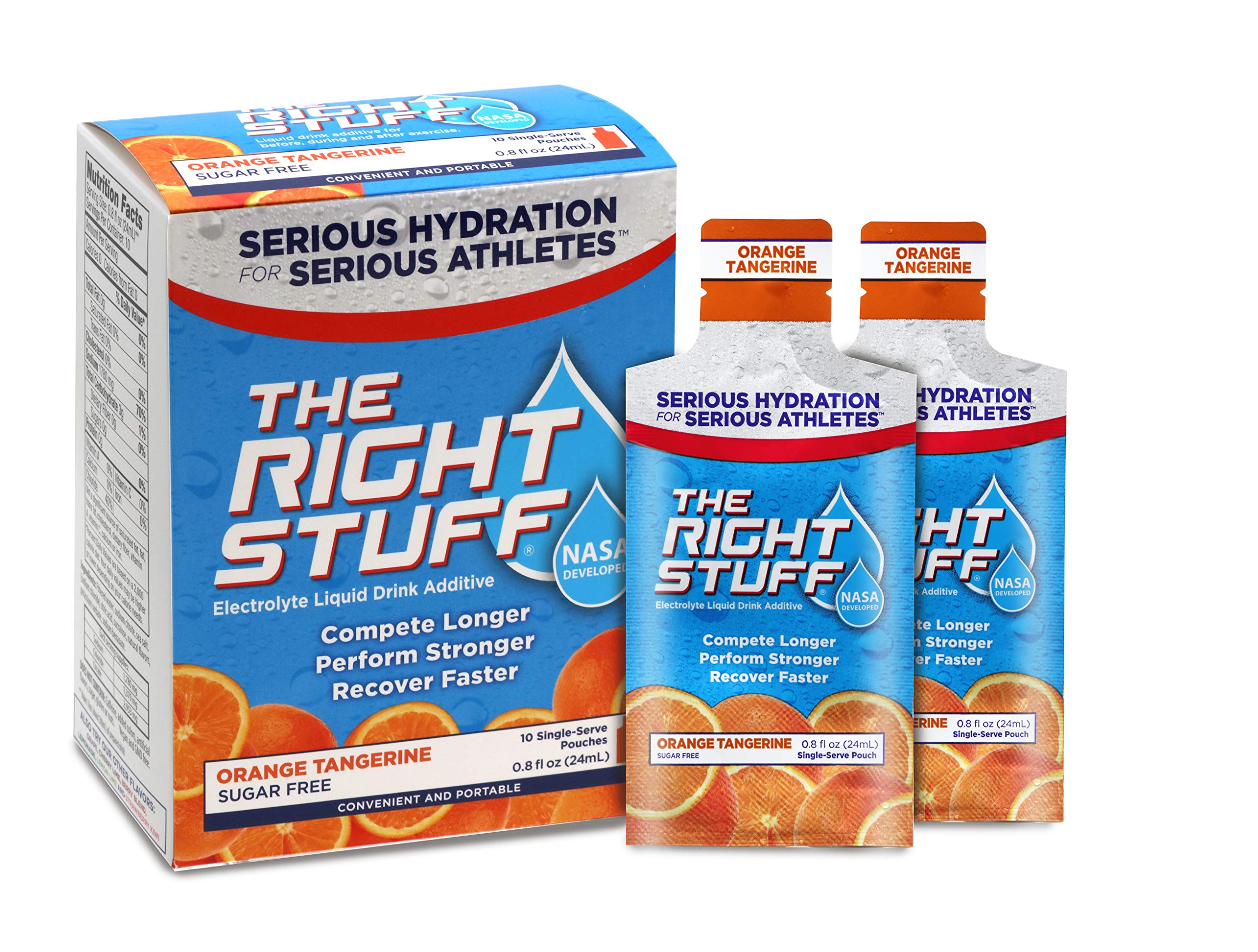 The Right Stuff Orange Tangerine – sachets faciles pour hydratation pré-entraînement.