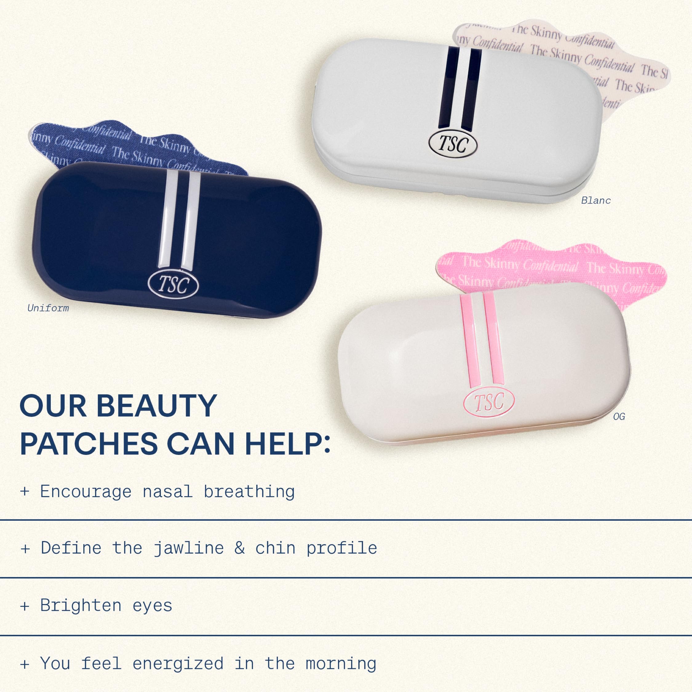 Patch The Skinny Confidential près du menton pour un contour plus net.