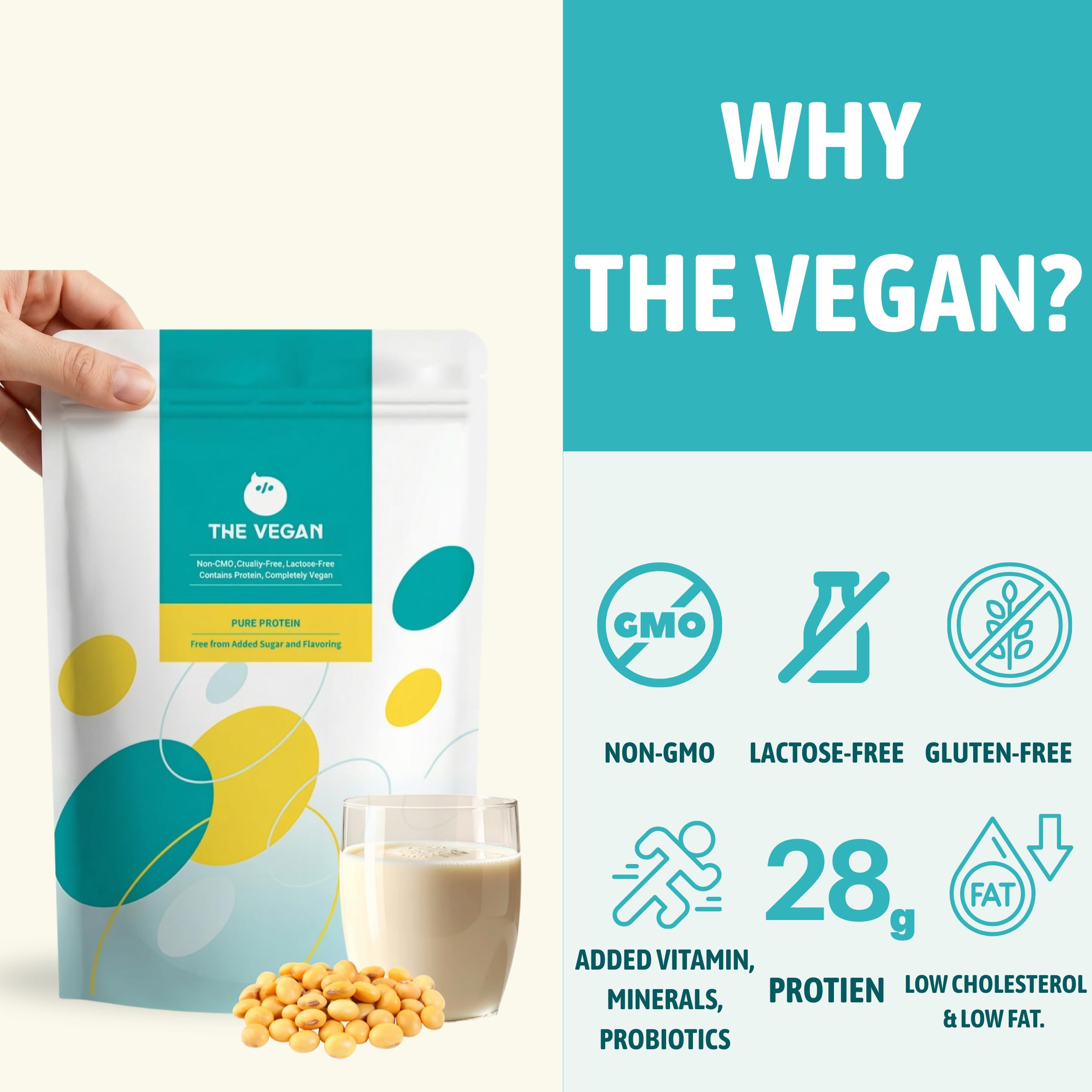 THE VEGAN Poudre protéine sans OGM, source végétale fiable