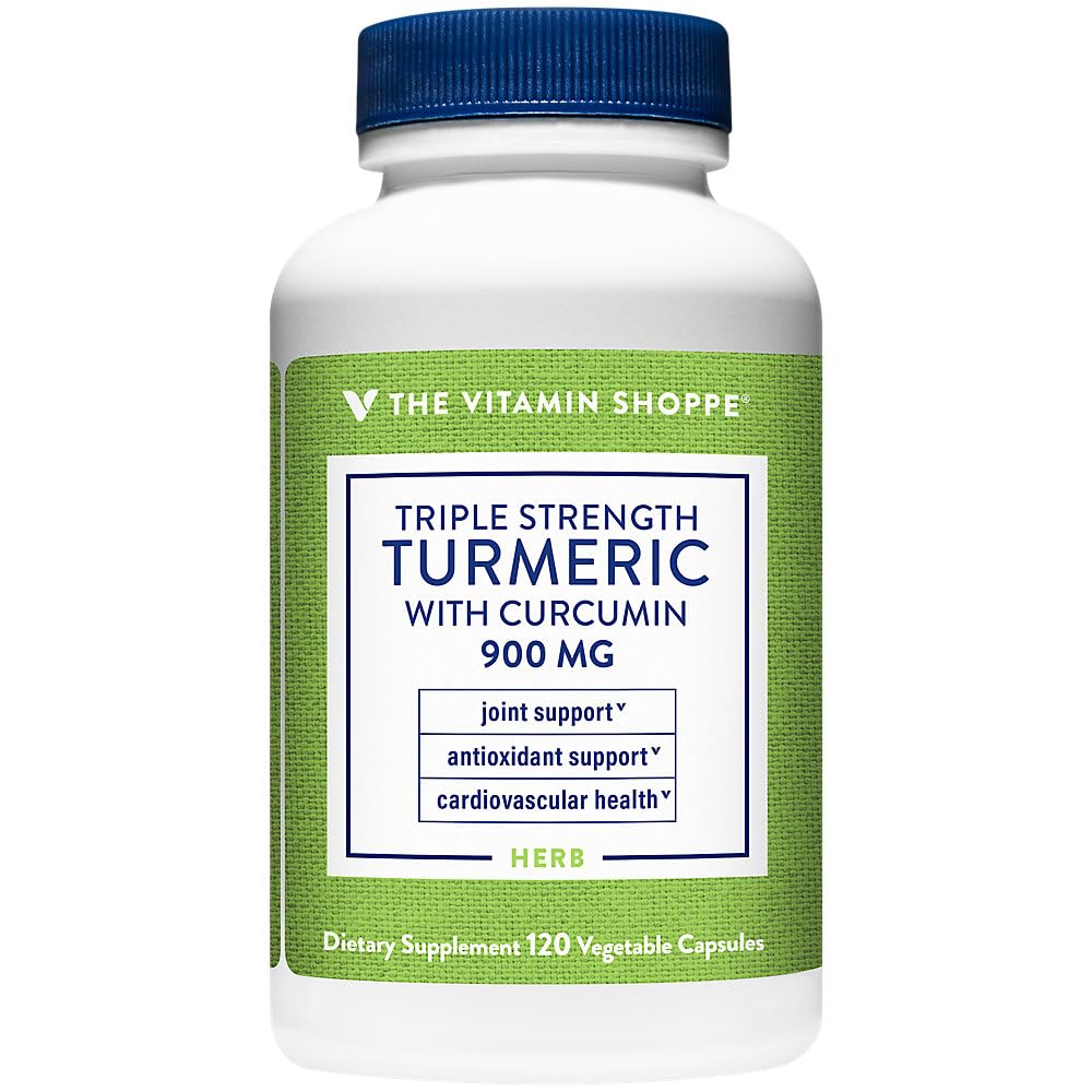 The Vitamin Shoppe Turmeric 900mg – bouteille visible et soutien potentiel mobilité.