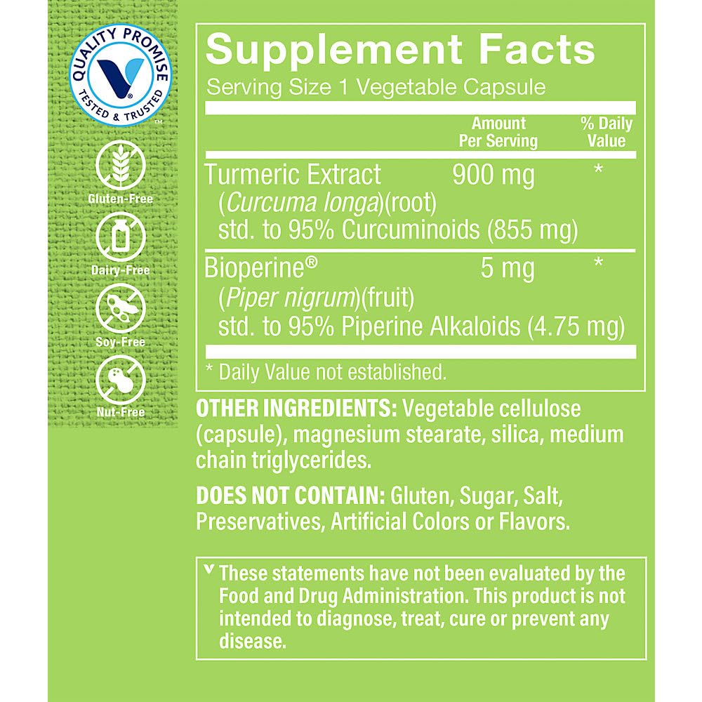 Capsules végétariennes The Vitamin Shoppe Turmeric – faciles à intégrer à votre routine.